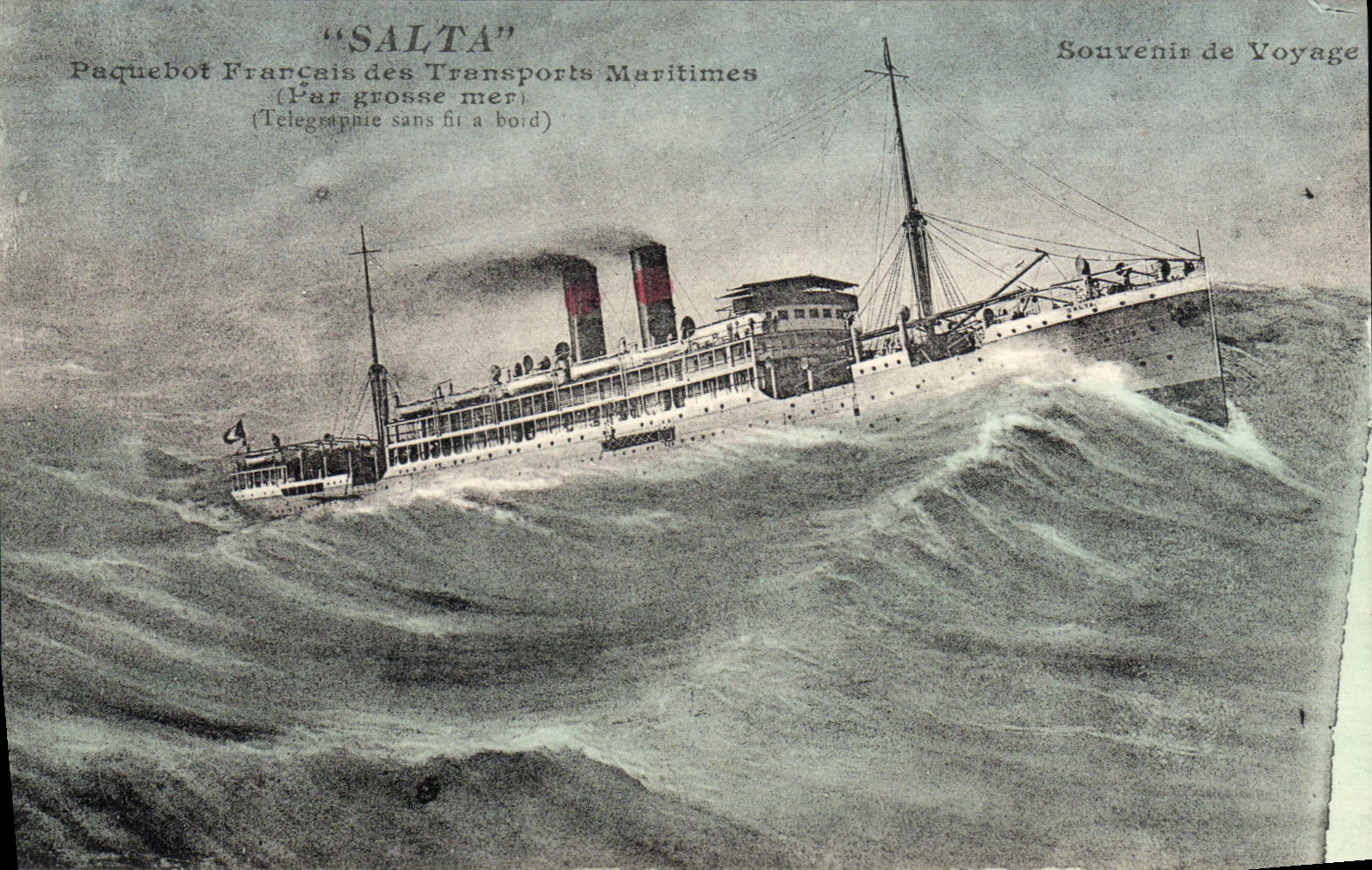 CPA Bateau Paquebot Francais des Transports Maritimes par grosse mer Salta