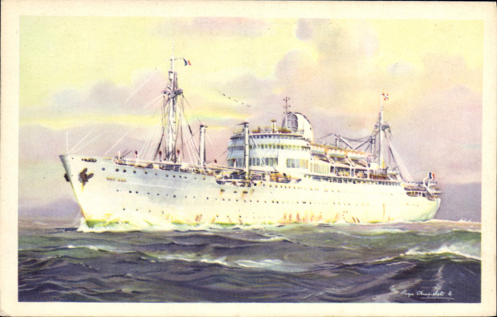 VINTAGE POSTCARD Boat Vietnam Steamer