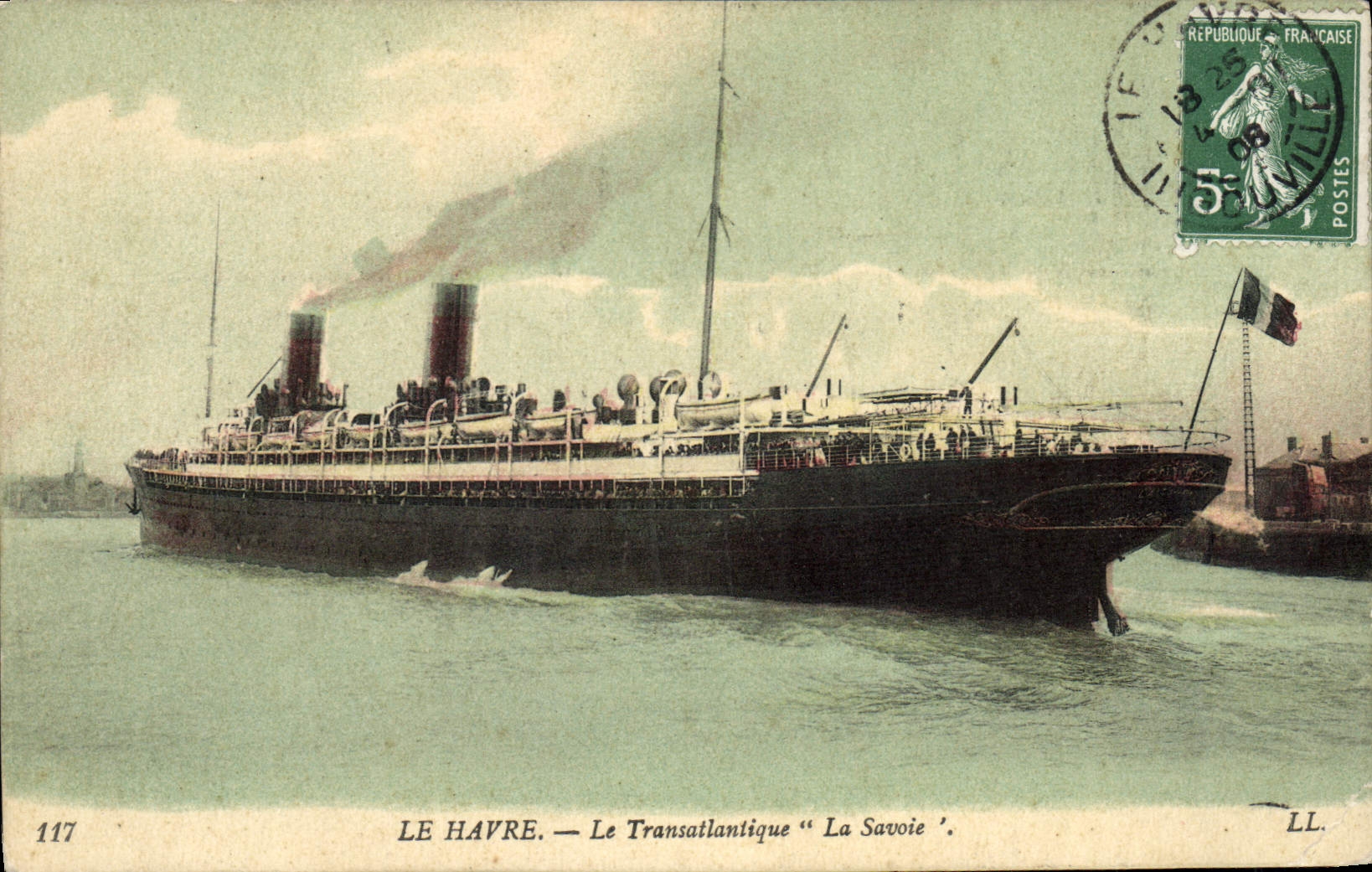 CPA Bateau Paquebot Le Havre Le transatlantique La Savoie 