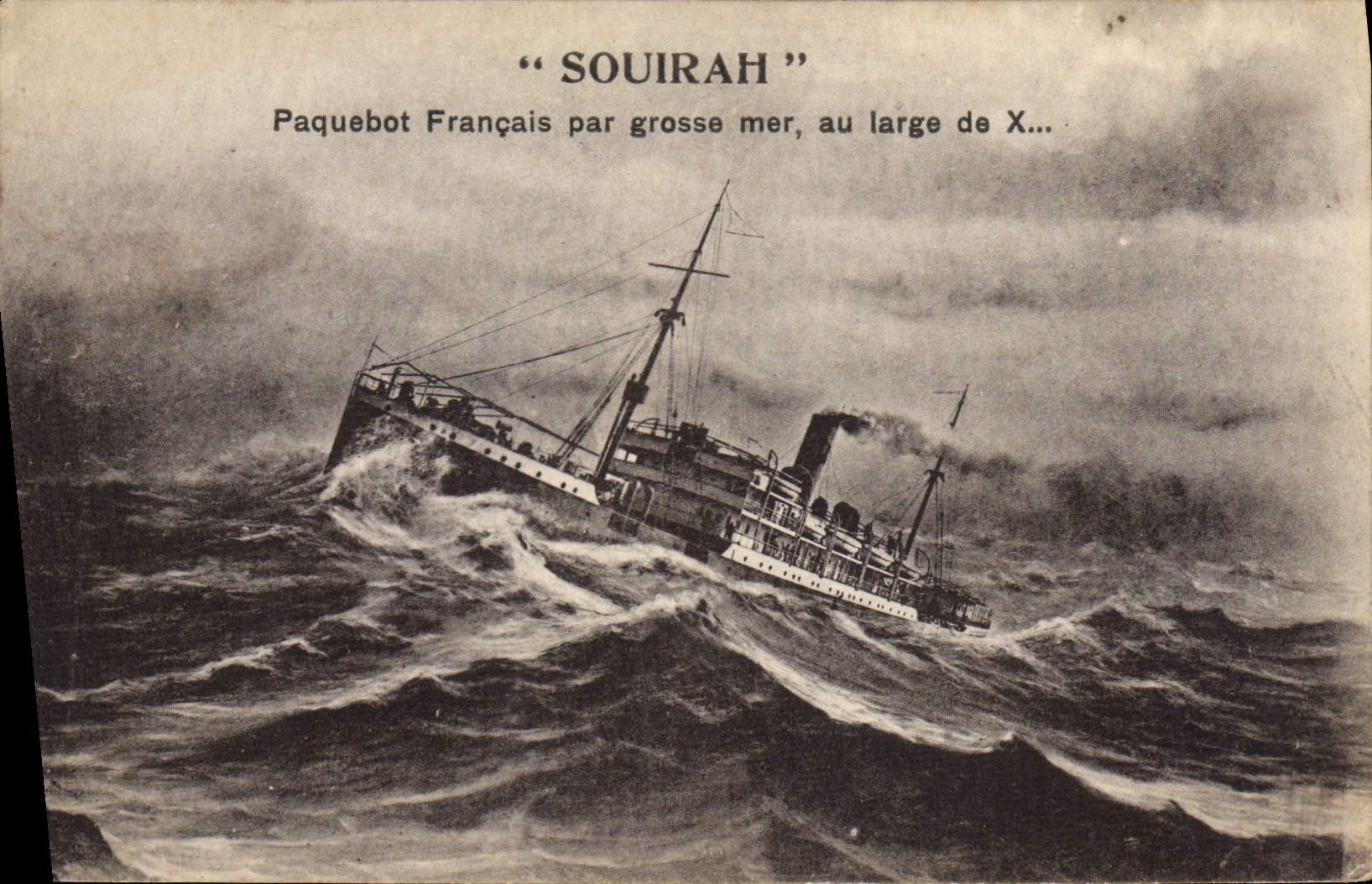 CPA Bateau Paquebot Francais par grosse mer Souirah