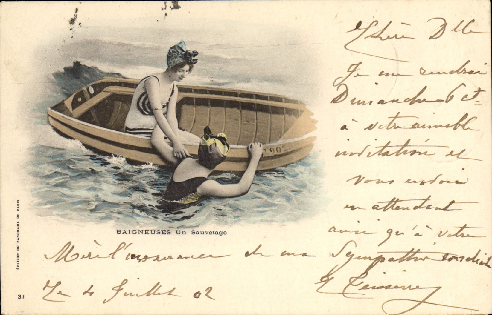 CPA Maillots de bains Femmes Baigneuses Un sauvetage 