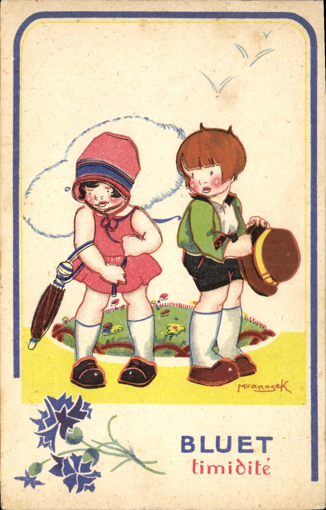 CPA Fantaisie Illustrateur Vanasek Enfants Bluet Timidite