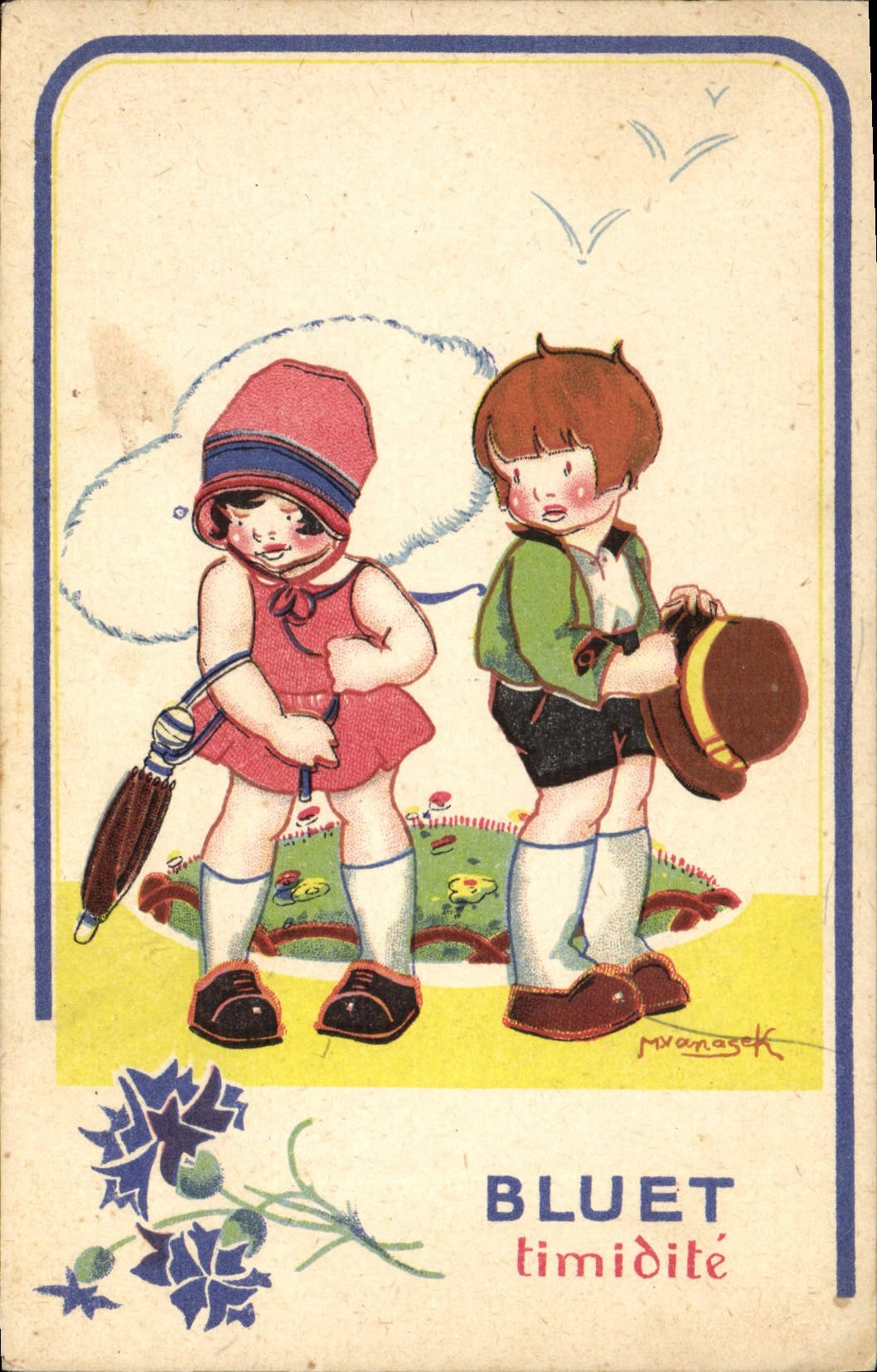 CPA Fantaisie Illustrateur Vanasek Enfants Bluet Timidite