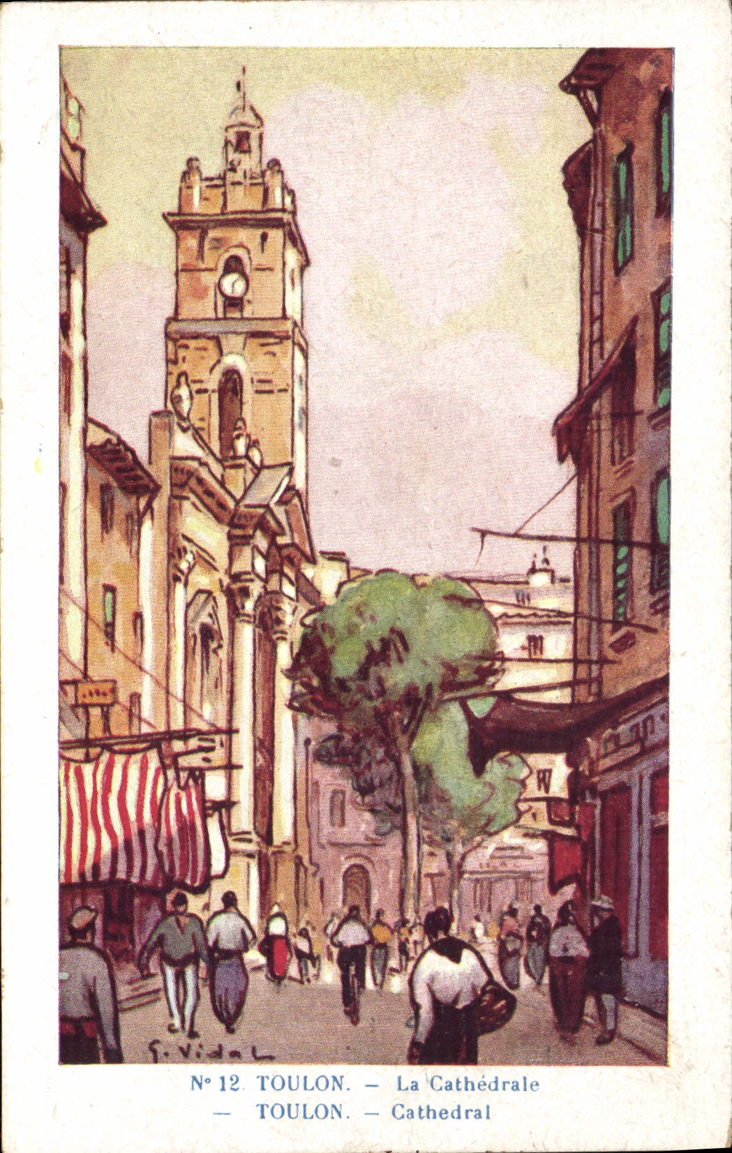 VINTAGE POSTCARD Fantasy Toulon Illustrator the cathedral
