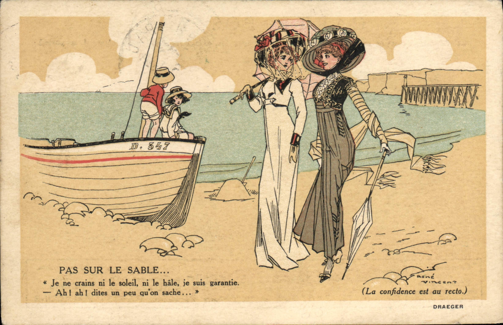 VINTAGE POSTCARD Fantasy Illustrator Women Not on sand