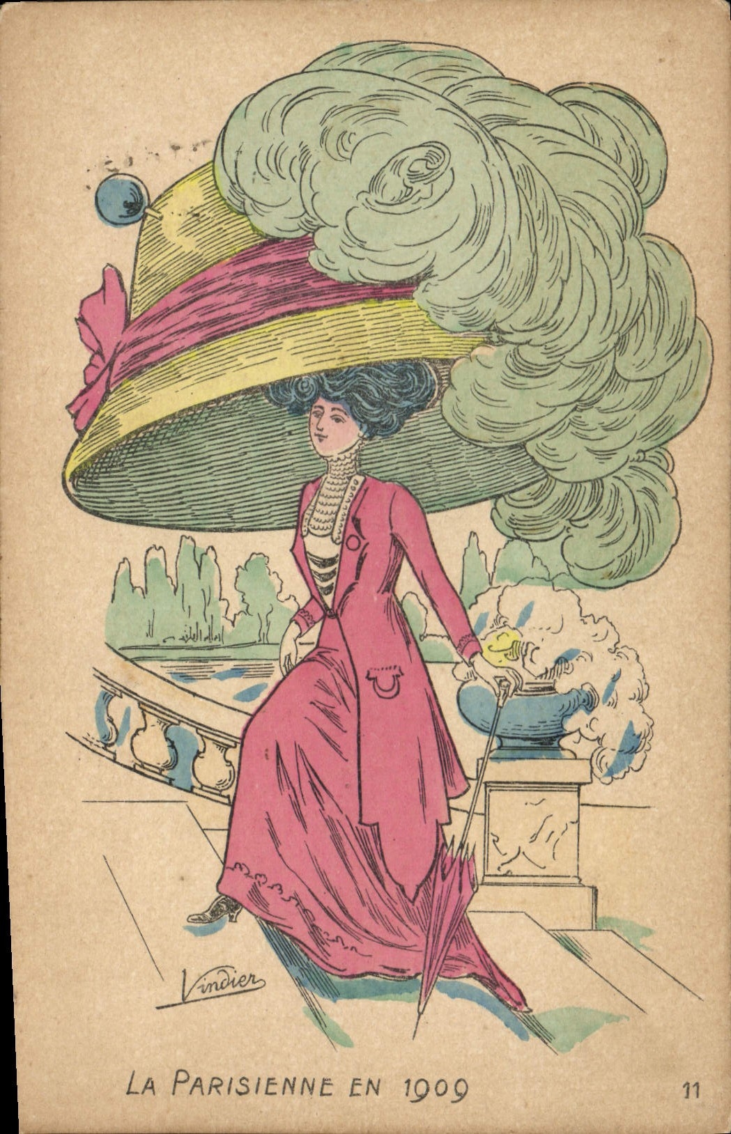 CPA Fantaisie Illustrateur Vindier La parisienne en 1909