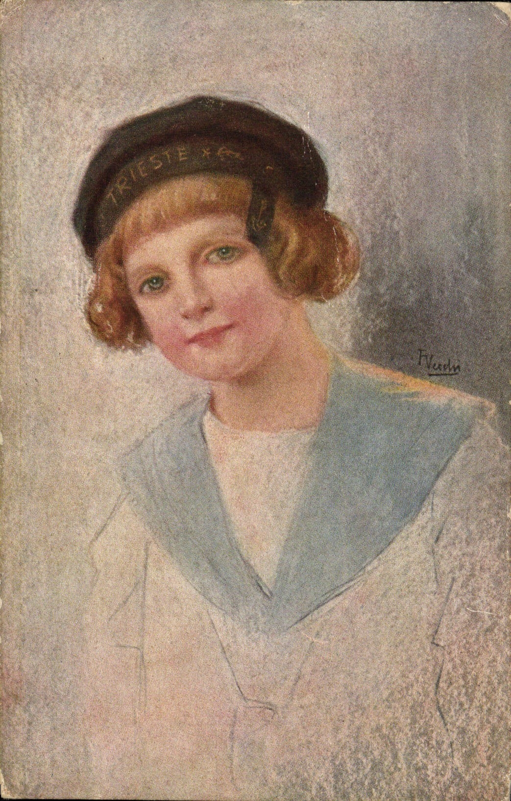 CPA Fantaisie Illustrateur Enfant Bateau Trieste