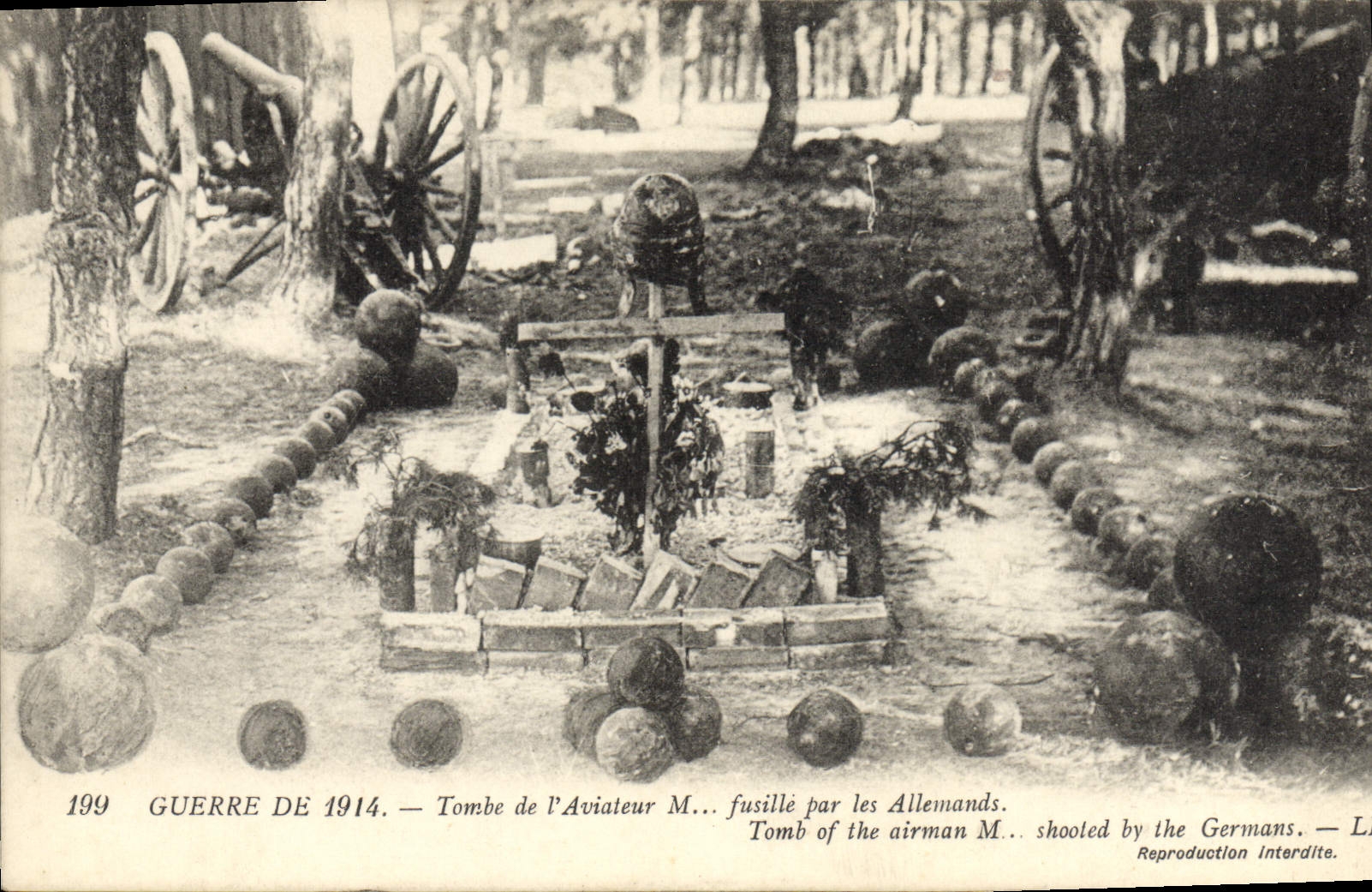 VINTAGE POSTCARD Militaria Falls from the aviator Mr. Fusille by the Germans