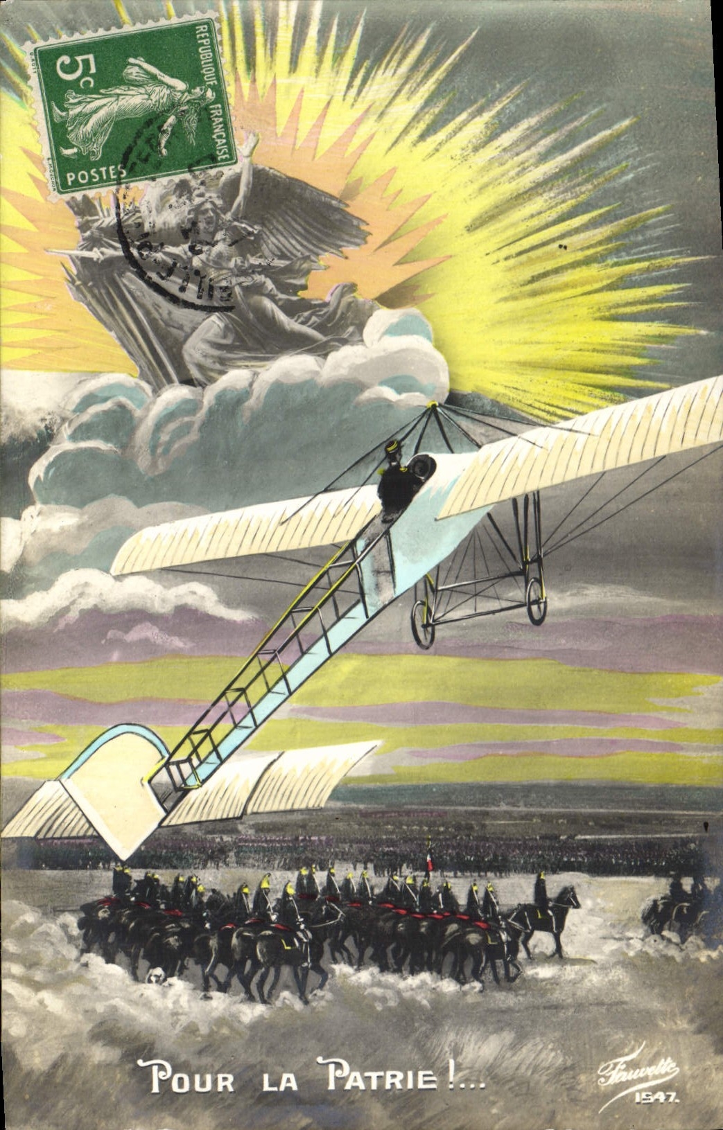 CPA Militaria Avion Pour la patrie