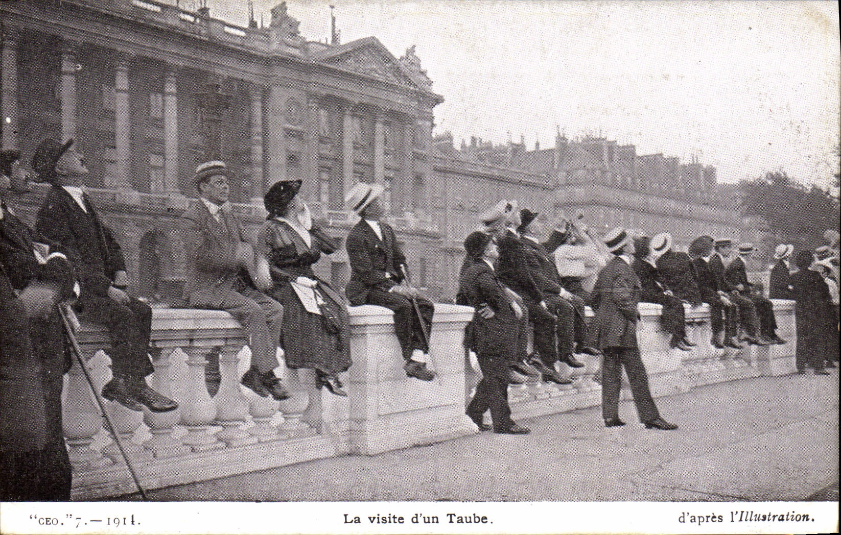 VINTAGE POSTCARD Militaria the visit of a taube