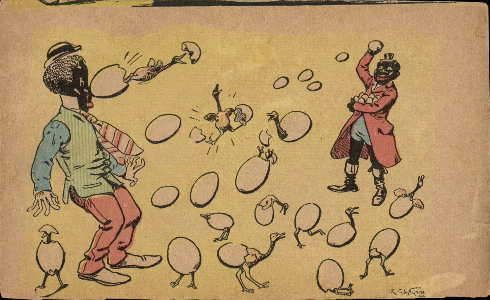 VINTAGE POSTCARD Fantasy Illustrator Neziere Negros Eggs