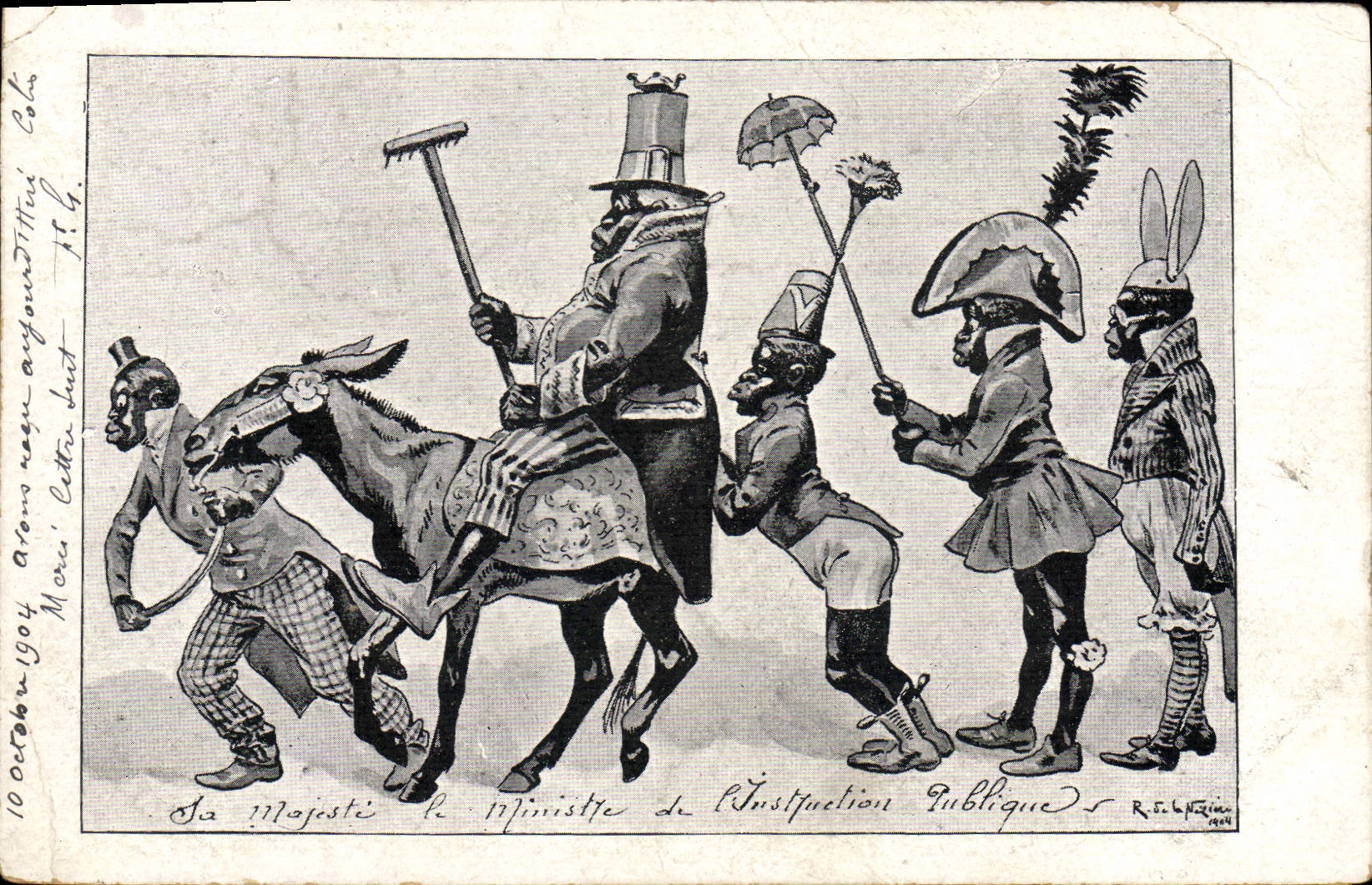 CPA Fantaisie Illustrateur Neziere Sa majeste le ministre de l'instruction publique