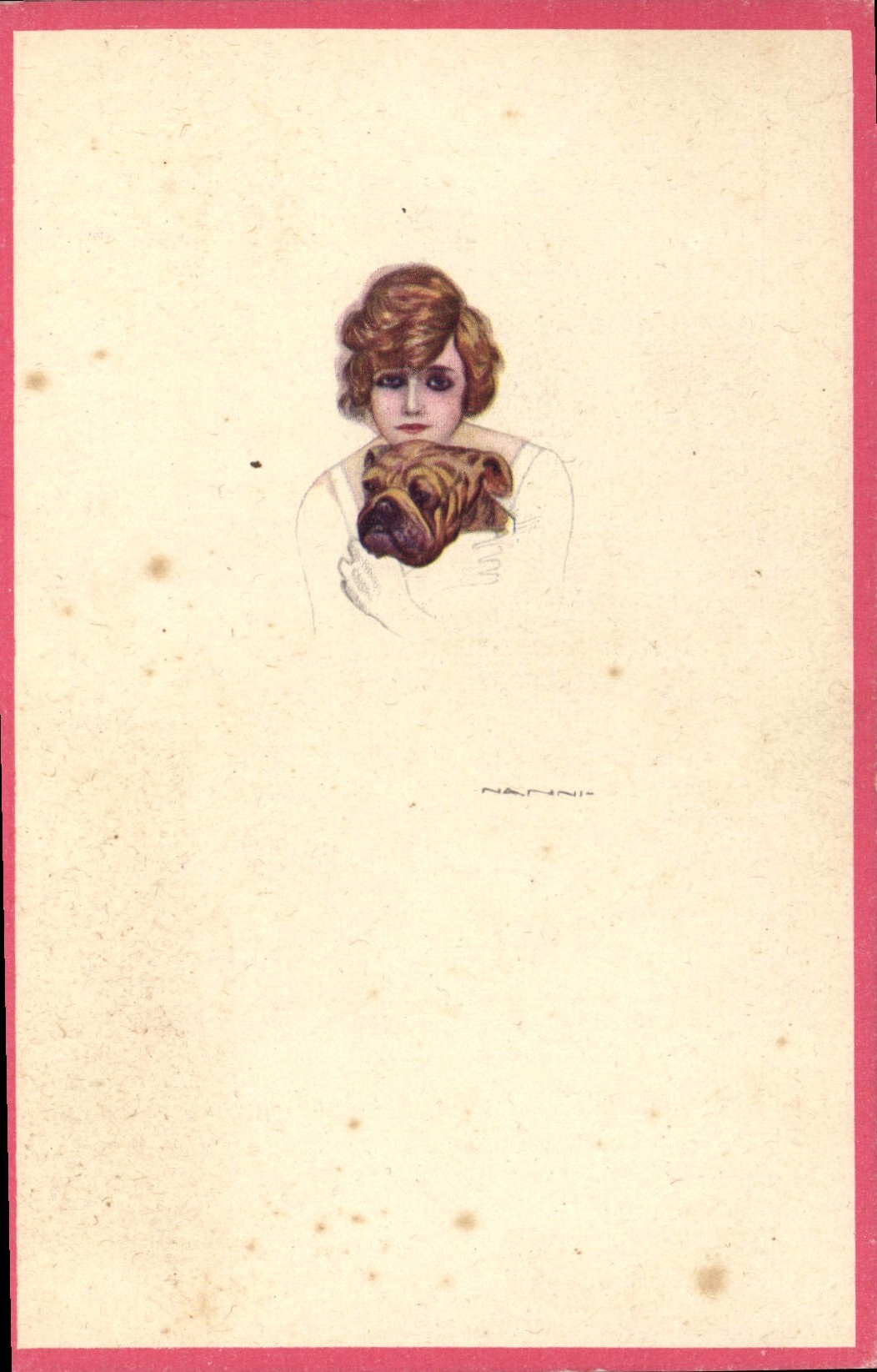 CPA Fantaisie Illustrateur Femme Chien 