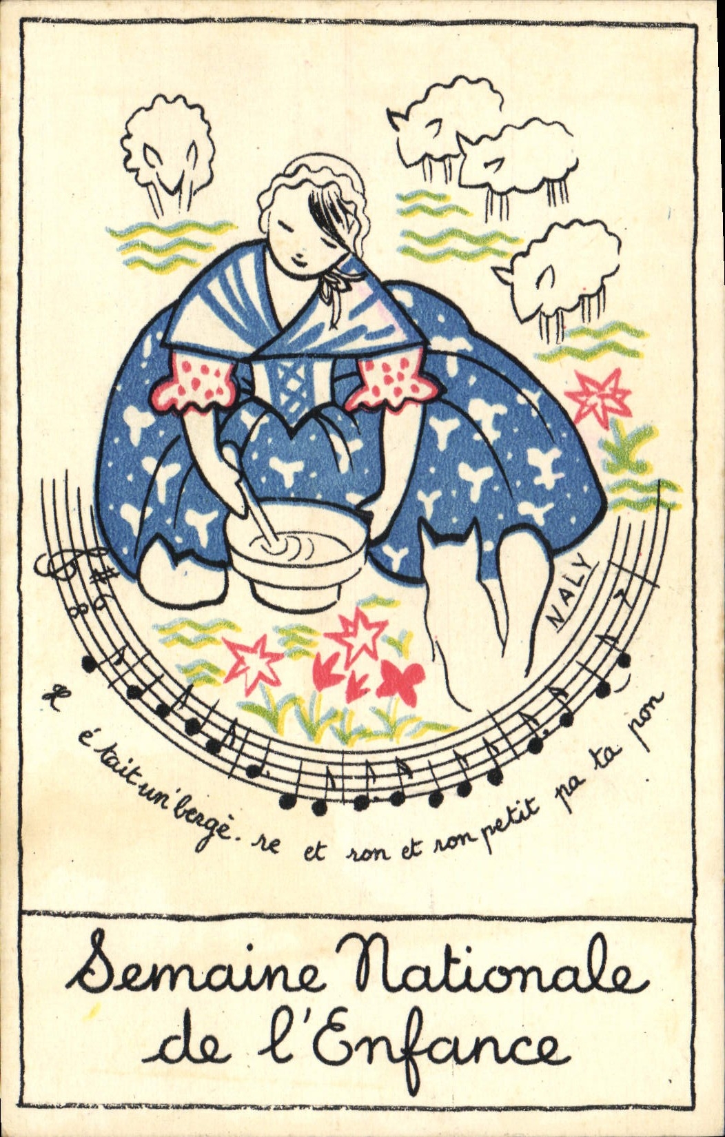 VINTAGE POSTCARD Fantasy Illustrator Naly Shepherd national Week of childhood