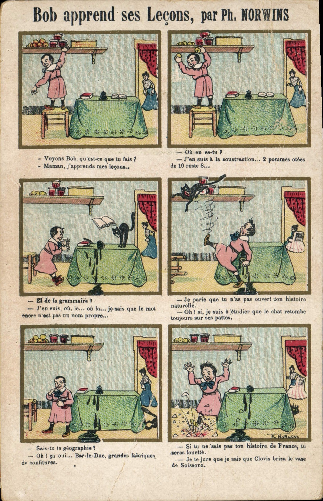 CPA Fantaisie Illustrateur Bob apprend ses lecons Norwins 