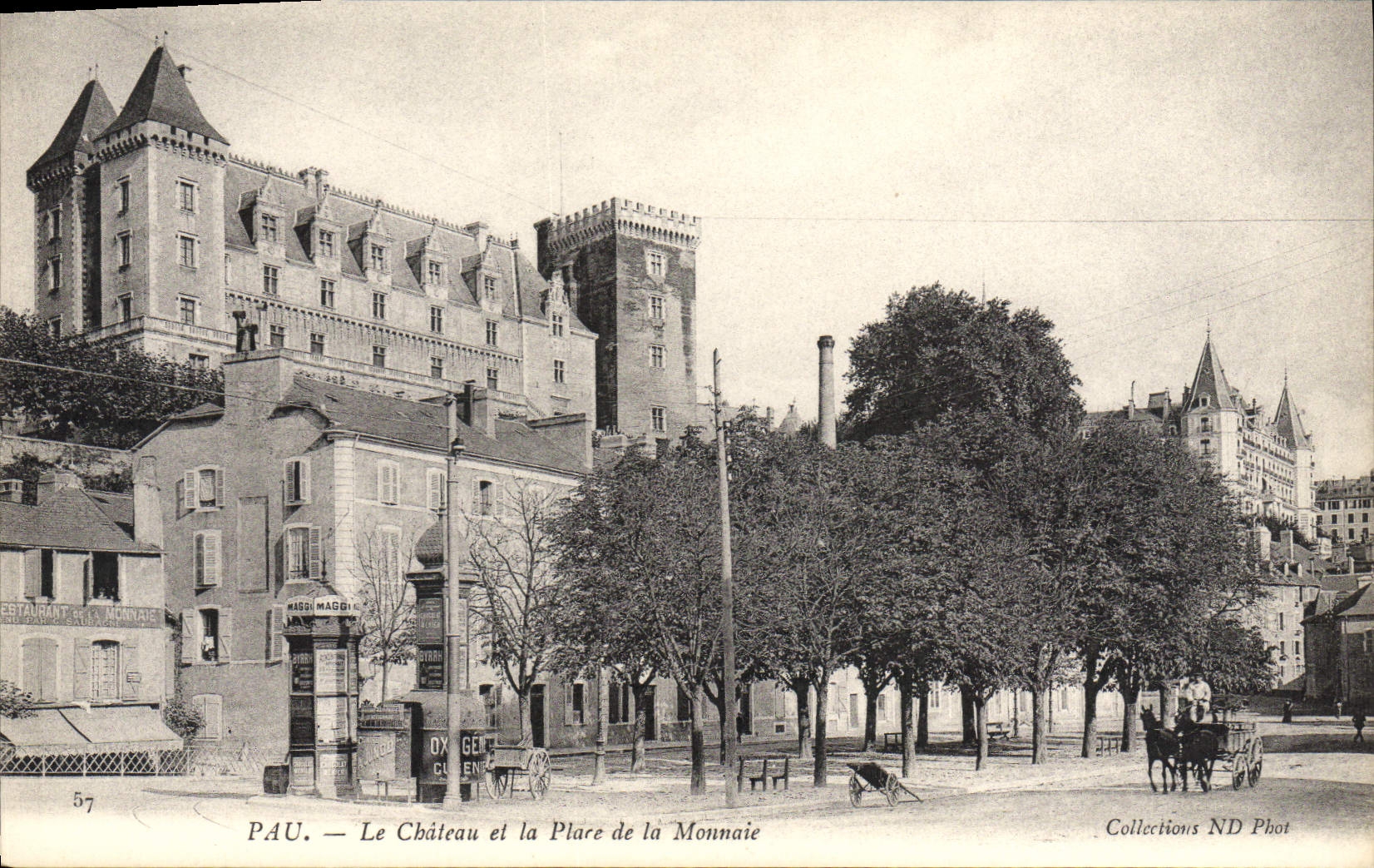 POSTAL Pau de la VENDIMIA el castillo y el lugar de la moneda de Maggi
