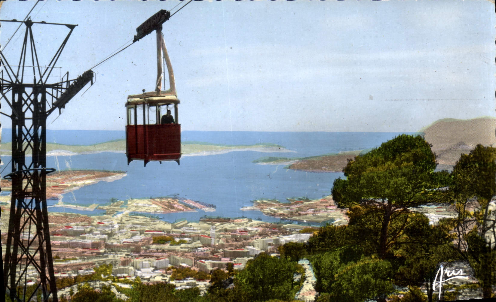 CPM Toulon Telepherique Vue Sur La Plus Belle Rade De I'Europe