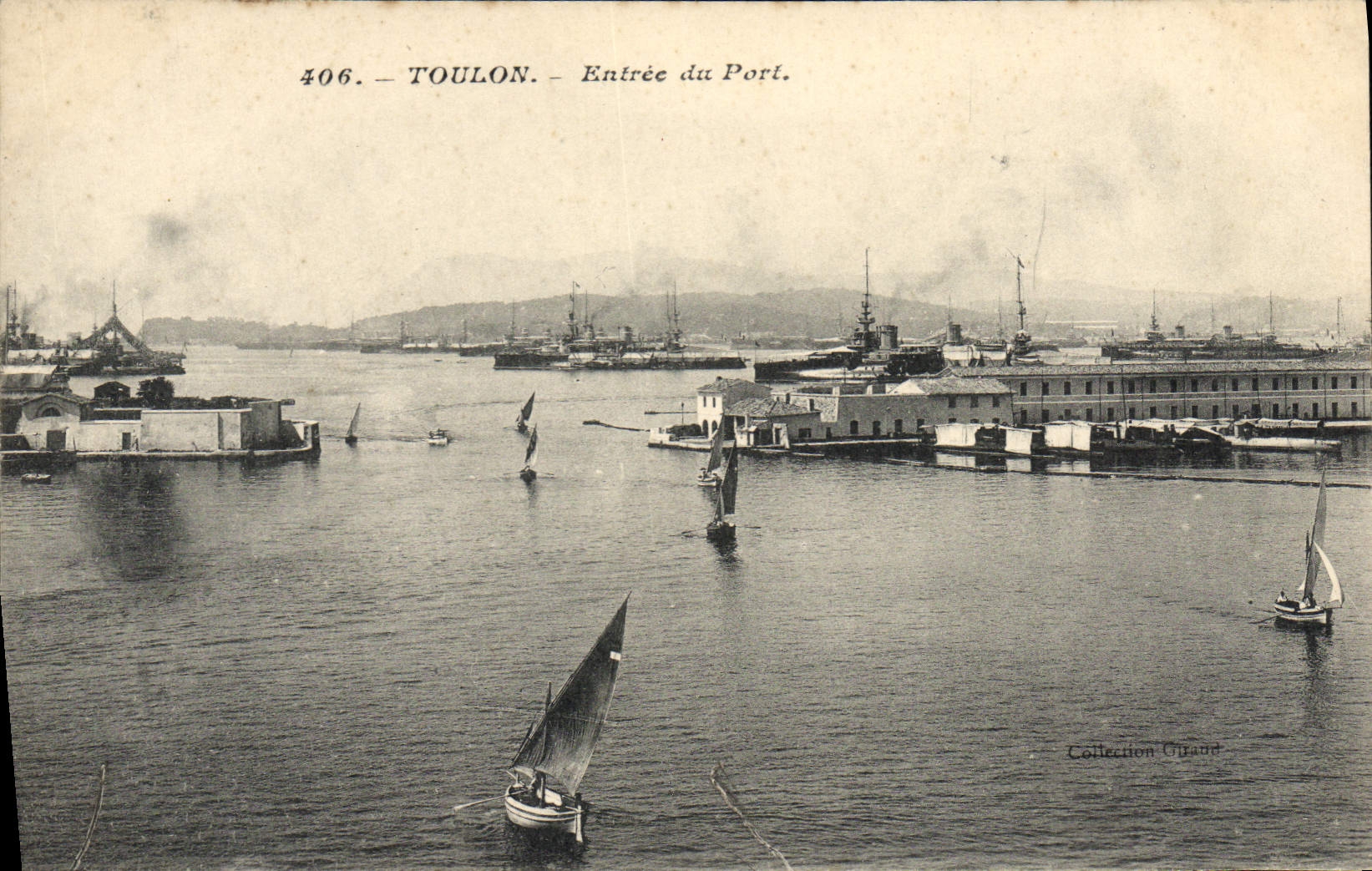 VINTAGE POSTCARD Toulon Entered Of the Port Boats