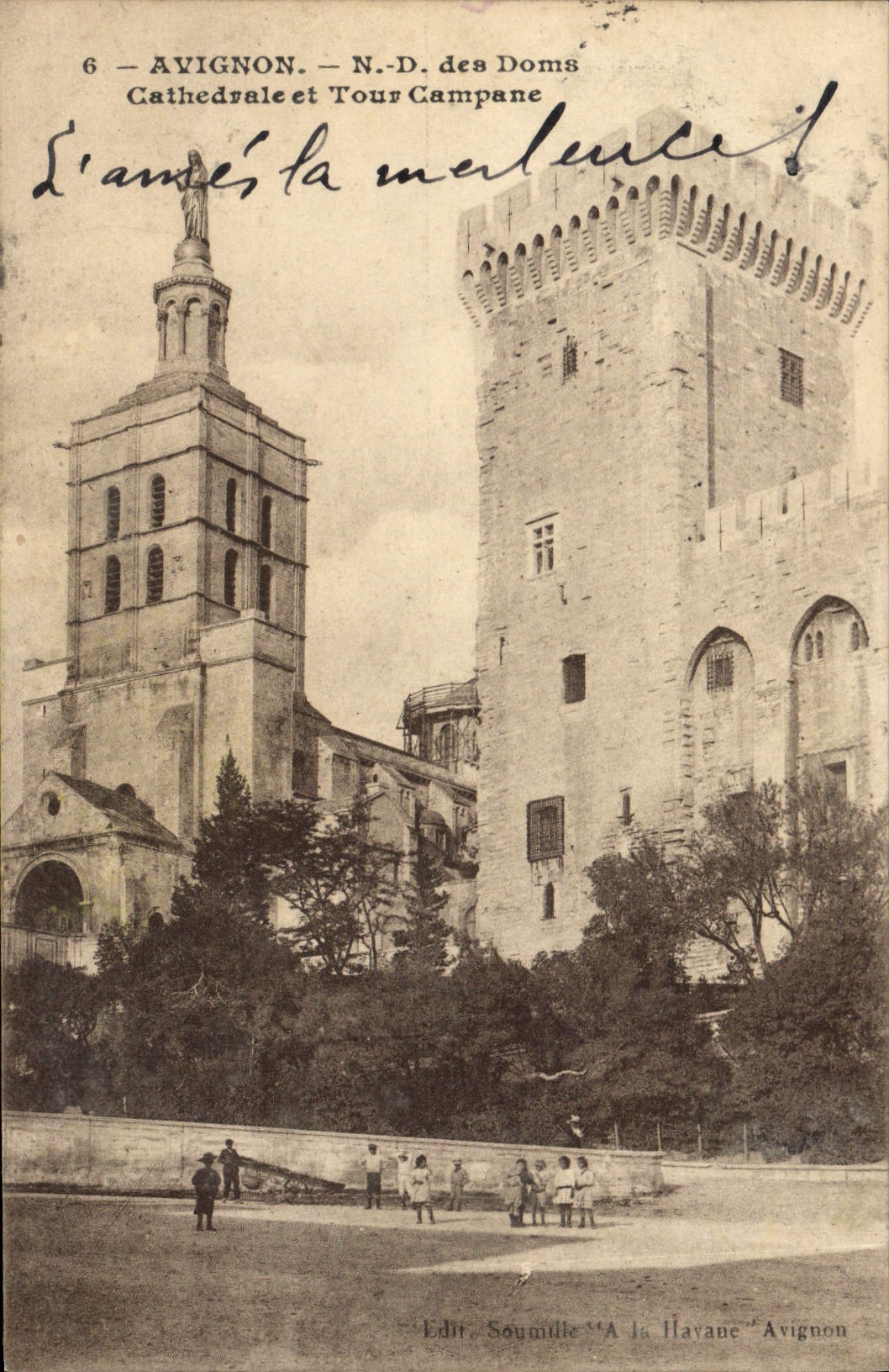 CPA Avignon Cathedrale Et Tour Campane ND des Doms Enfants