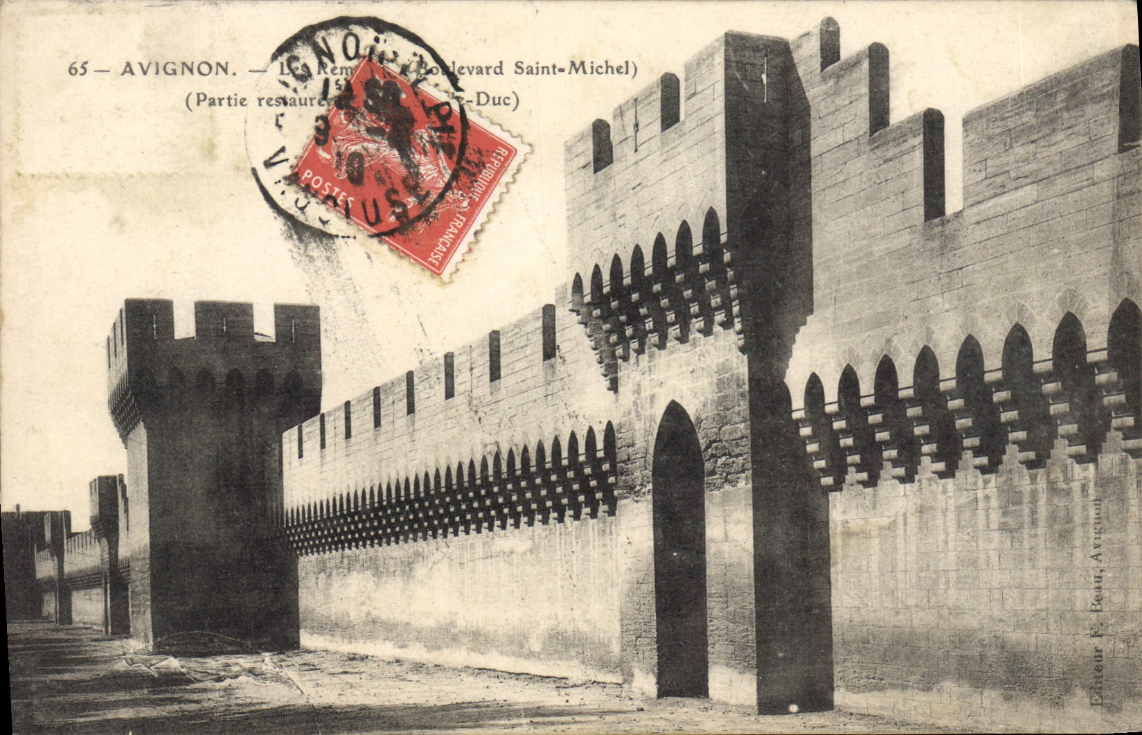 Paredes de Avignon de la POSTAL de la VENDIMIA y Saint Michel del bulevar