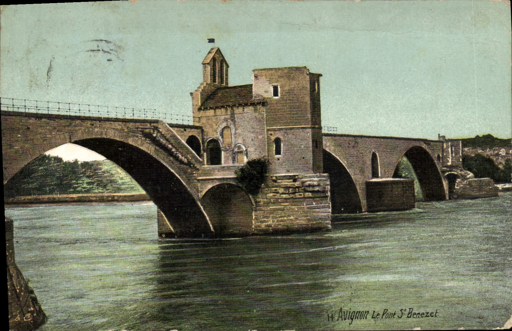 POSTAL Avignon de la VENDIMIA el puente Benezet