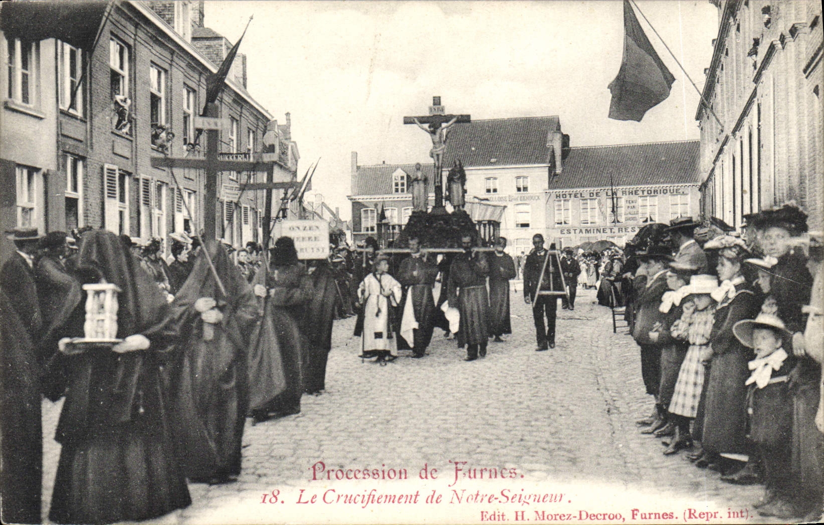 VINTAGE POSTCARD Procession of Furnes the crucifixion of Our Lord