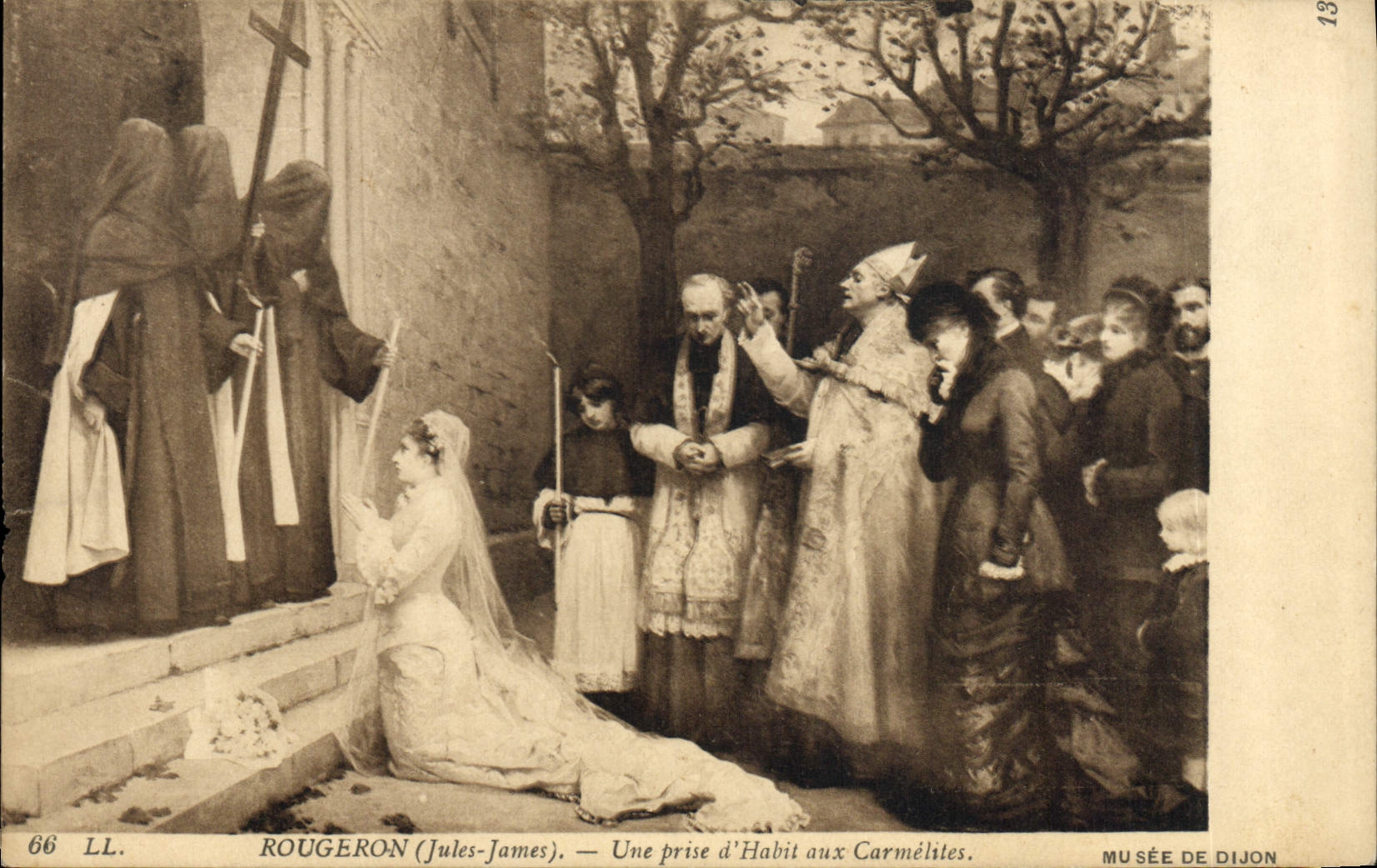 VINTAGE POSTCARD Rougeron Jules James a taking the cloth to the Carmelite nuns Museum of Dijon