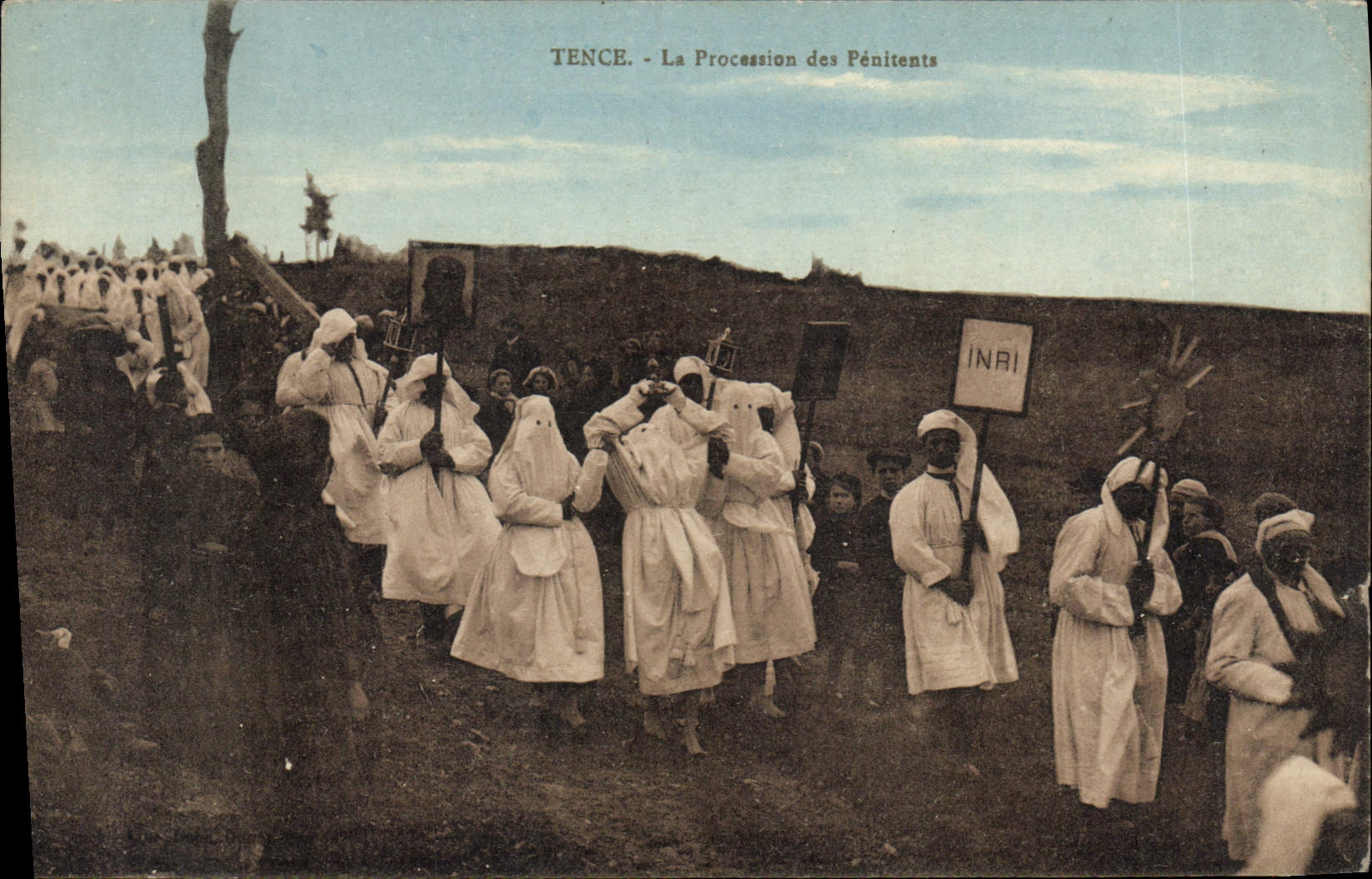 VINTAGE POSTCARD Tence the procession of the penitent ones