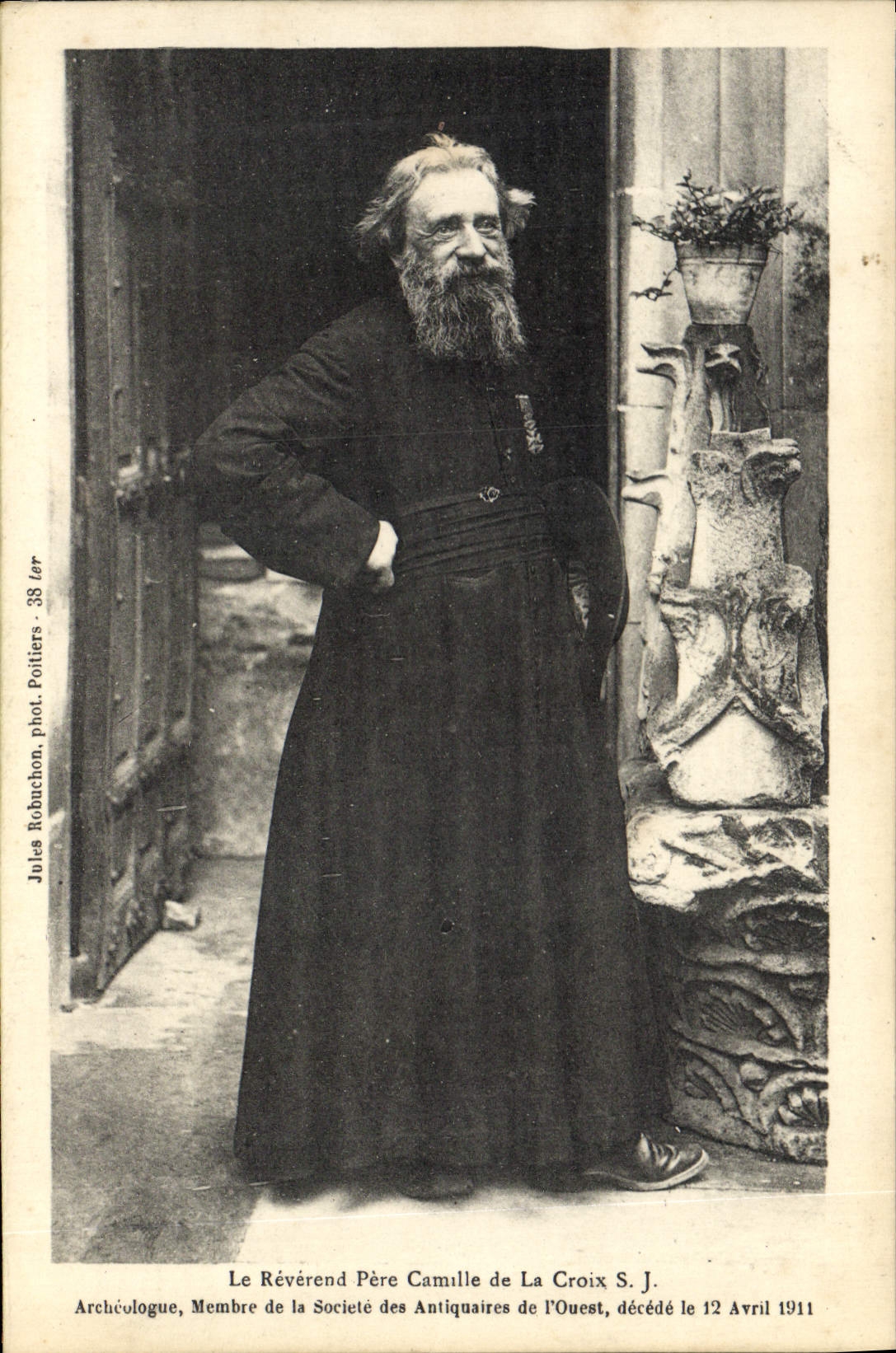 VINTAGE POSTCARD the reverend Pere Camille of Cross SJ Archeologue Member of the company of the Antique dealers of the West