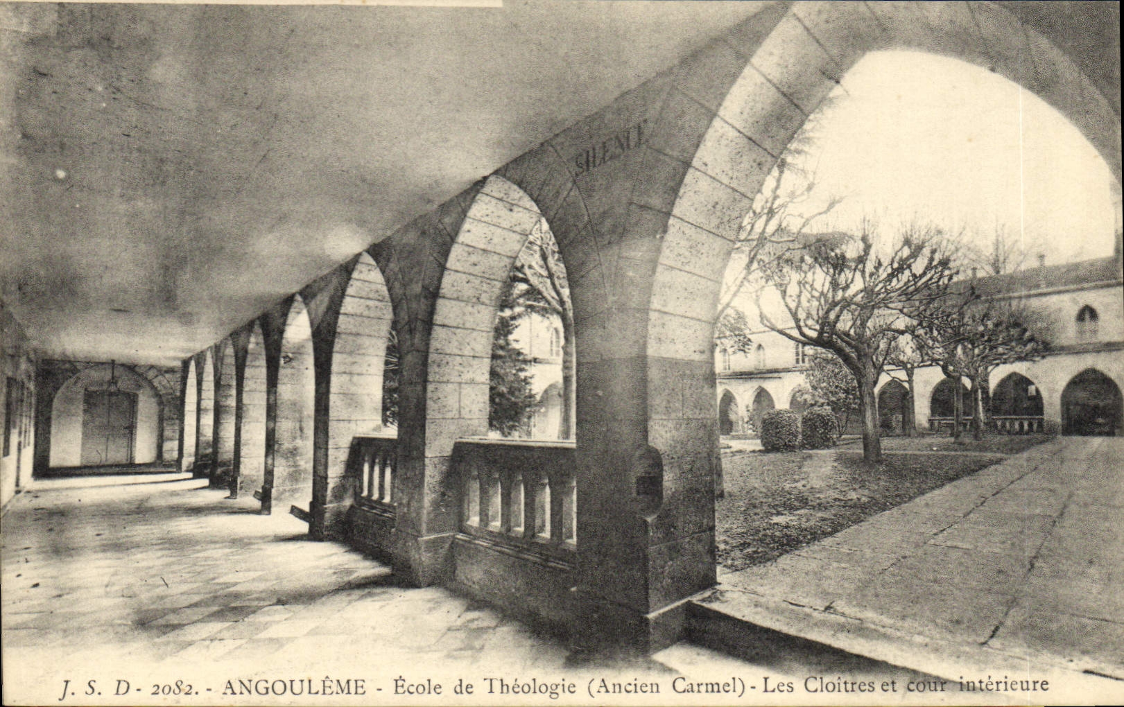 VINTAGE POSTCARD Angouleme School of theology Old carmel cloisters and interior court