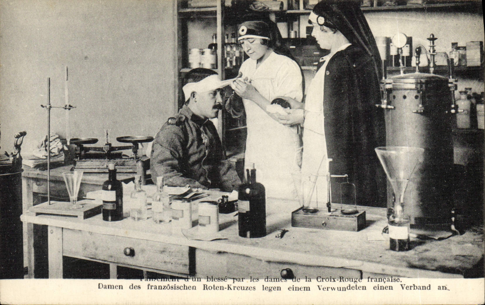 VINTAGE POSTCARD Ladies of the Red Cross Nurse Militaria Soldier