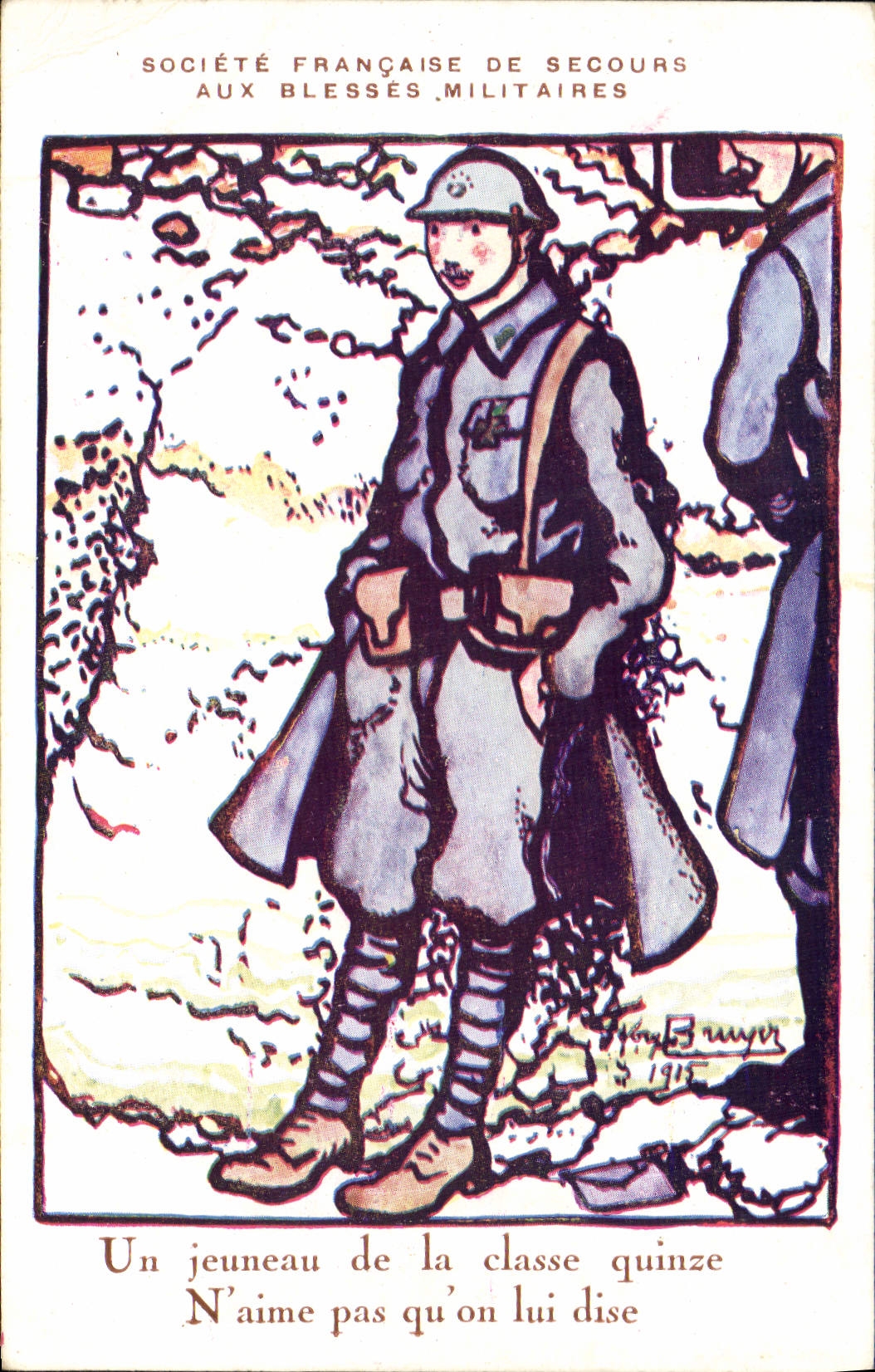 VINTAGE POSTCARD French company of help with wound military Militaria Illustrateur