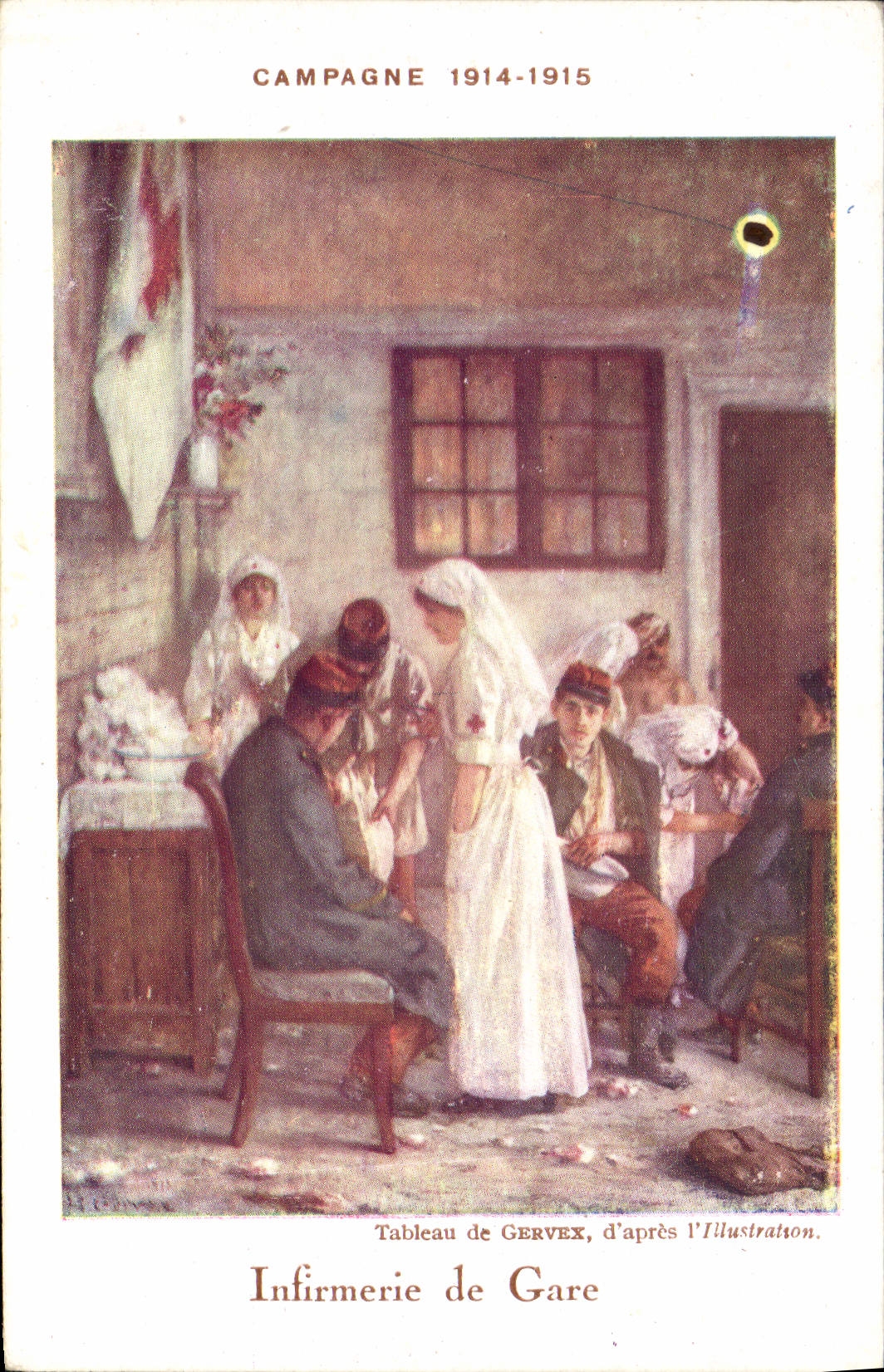 Campaña de comercialización de la POSTAL de la VENDIMIA 1914 1915 enfermerías de enfermera de la Cruz Roja de la estación