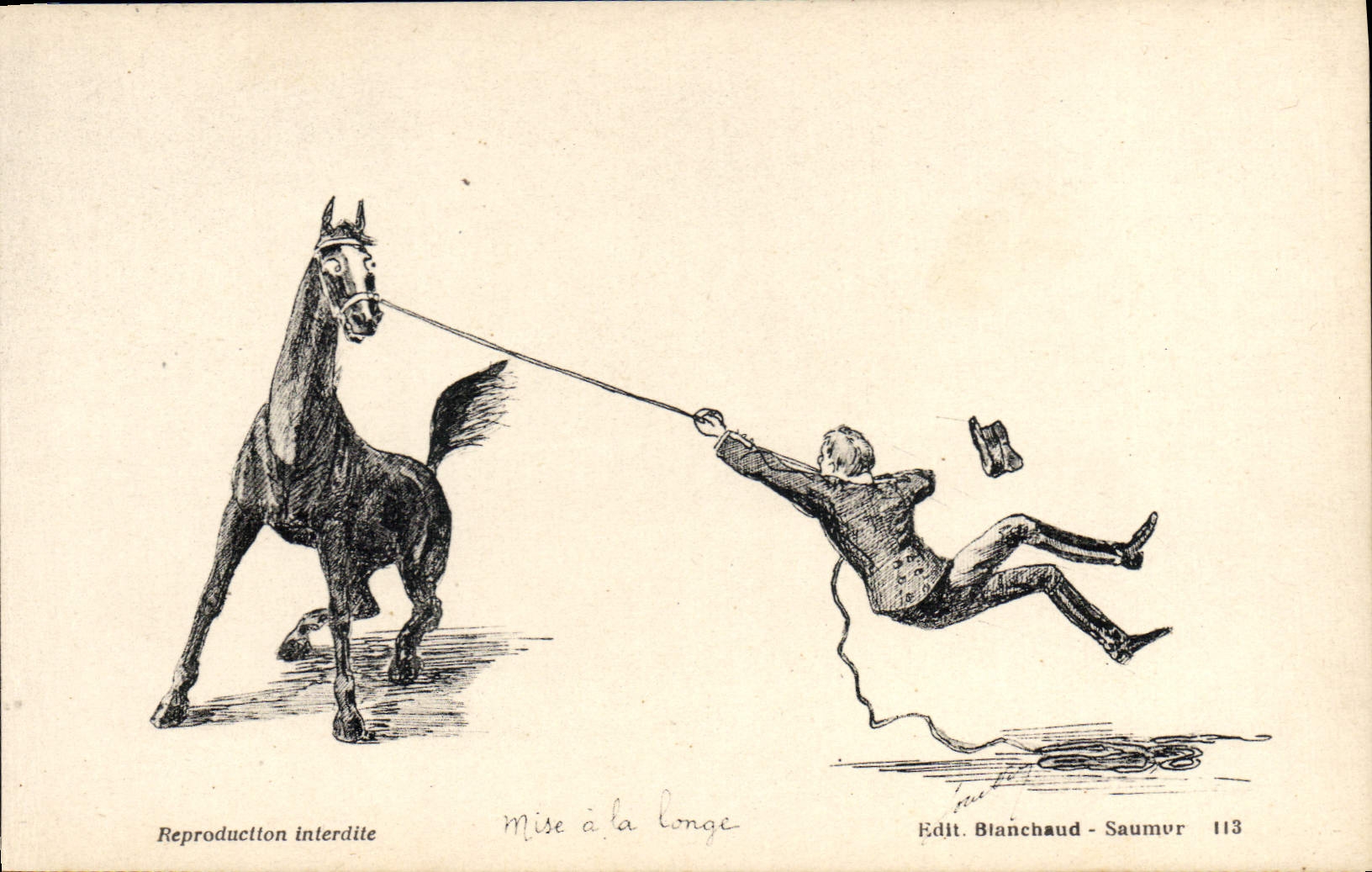VINTAGE POSTCARD Hippisme Horse Put at the longe