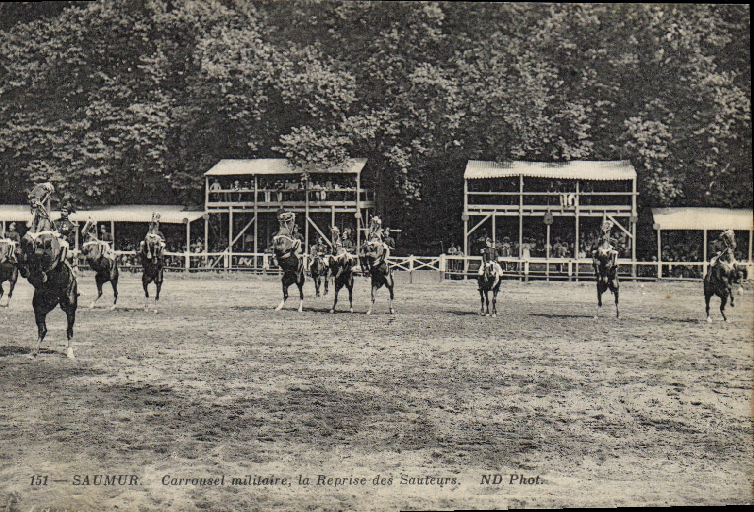 CPA Cheval Hippisme Saumur Carrousel militaire La reprise des sauteurs