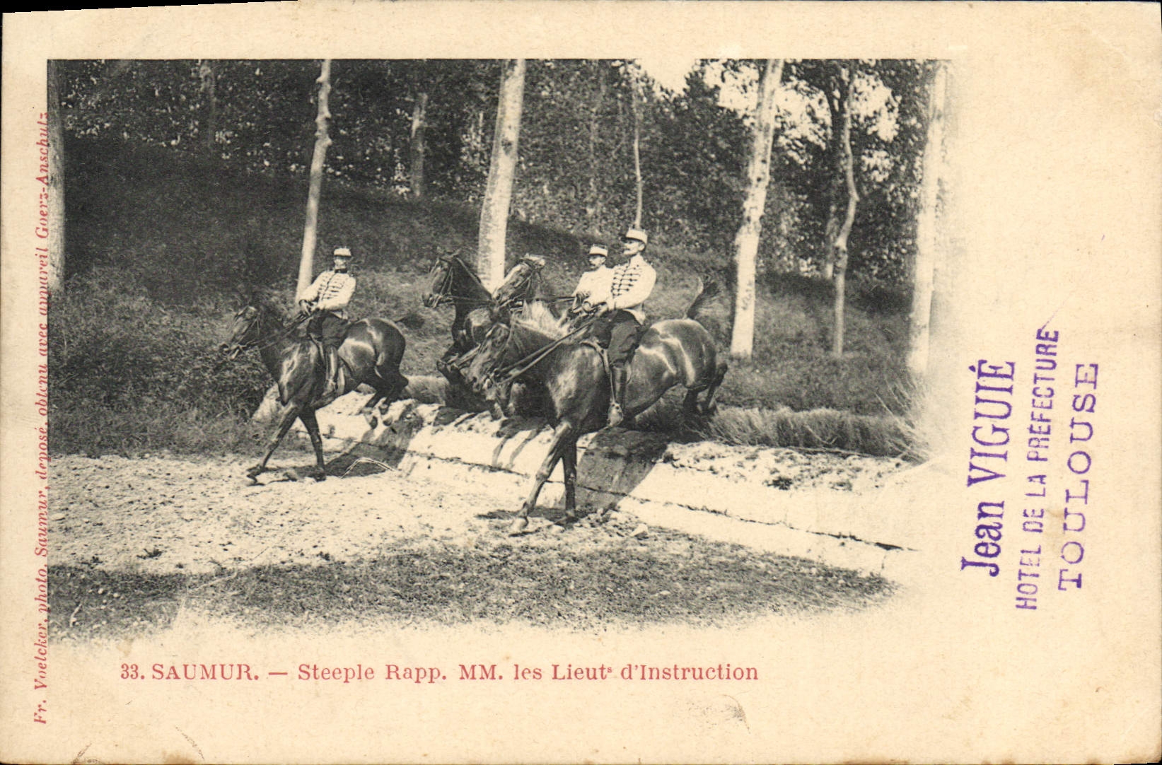 VINTAGE POSTCARD Horse Hippisme Saumur Steeple Rapp MM lieut of instruction