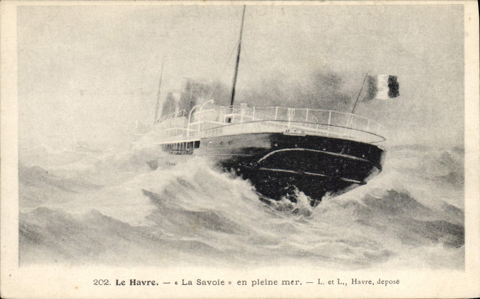 VINTAGE POSTCARD Boat Steamer Le Havre Savoy on the open sea