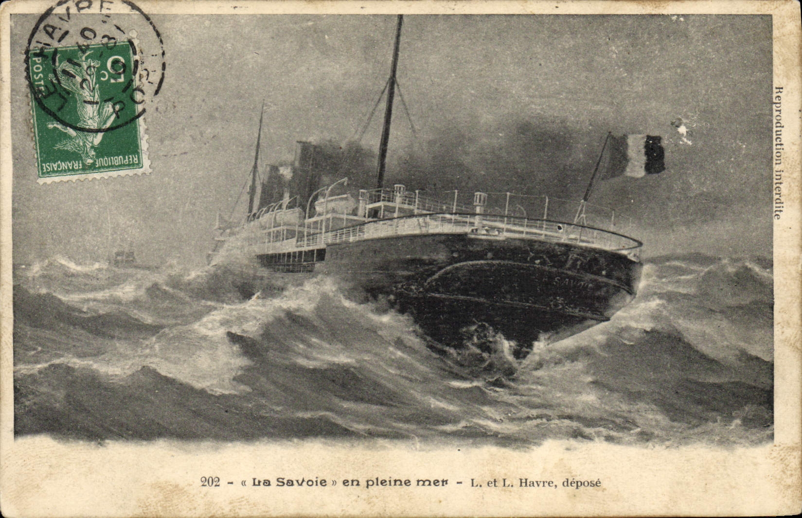 VINTAGE POSTCARD Boat Steamer Savoy on the open sea