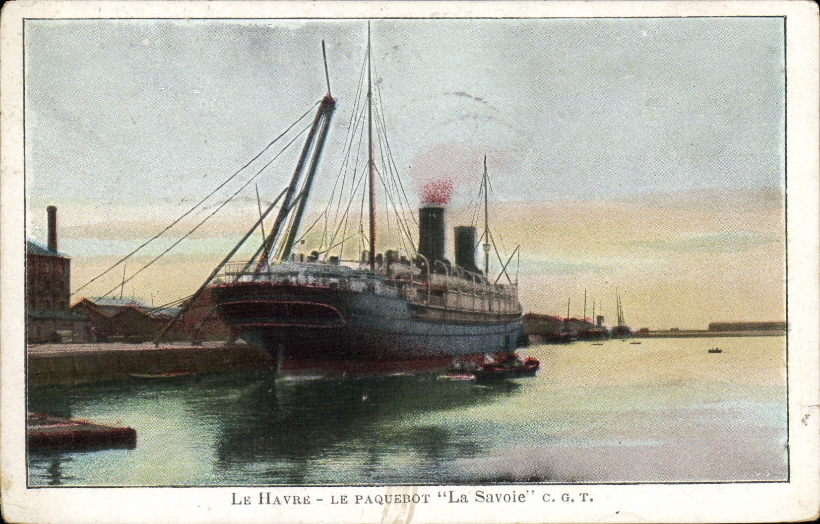 CPA Bateau Paquebot Le Havre Le Transatlantique La Savoie 