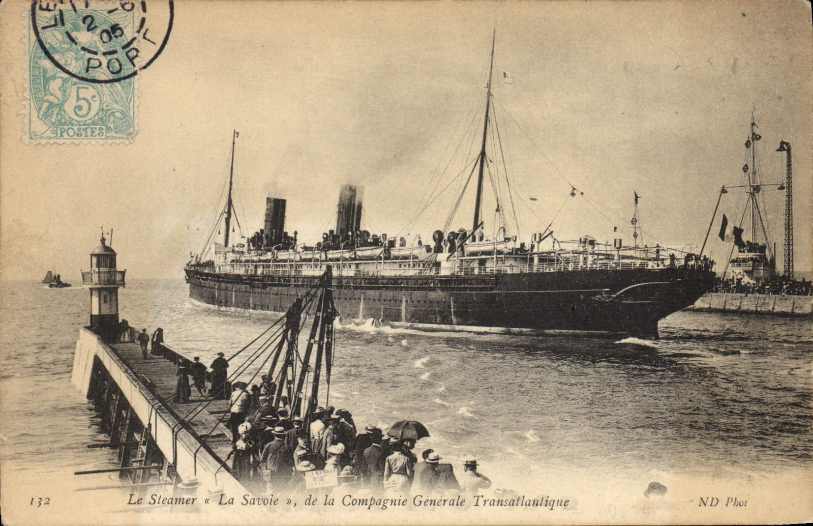 VINTAGE POSTCARD Boat Steamer Le Havre the Deck chair Savoy Steamer
