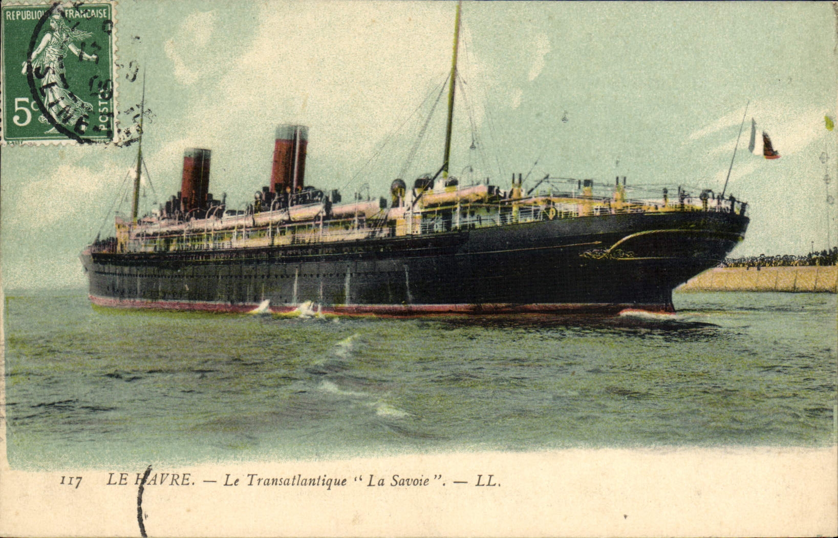 CPA Bateau Paquebot Le Havre Le Transatlantique La Savoie 