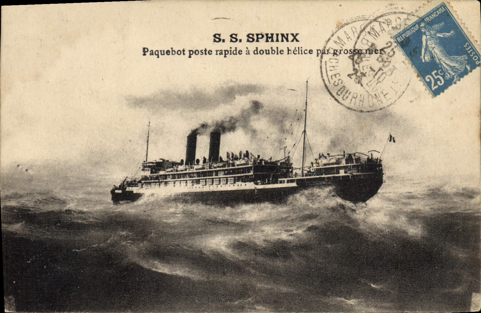 VINTAGE POSTCARD Bateau Steamer posts fast has double Helix S Spinw