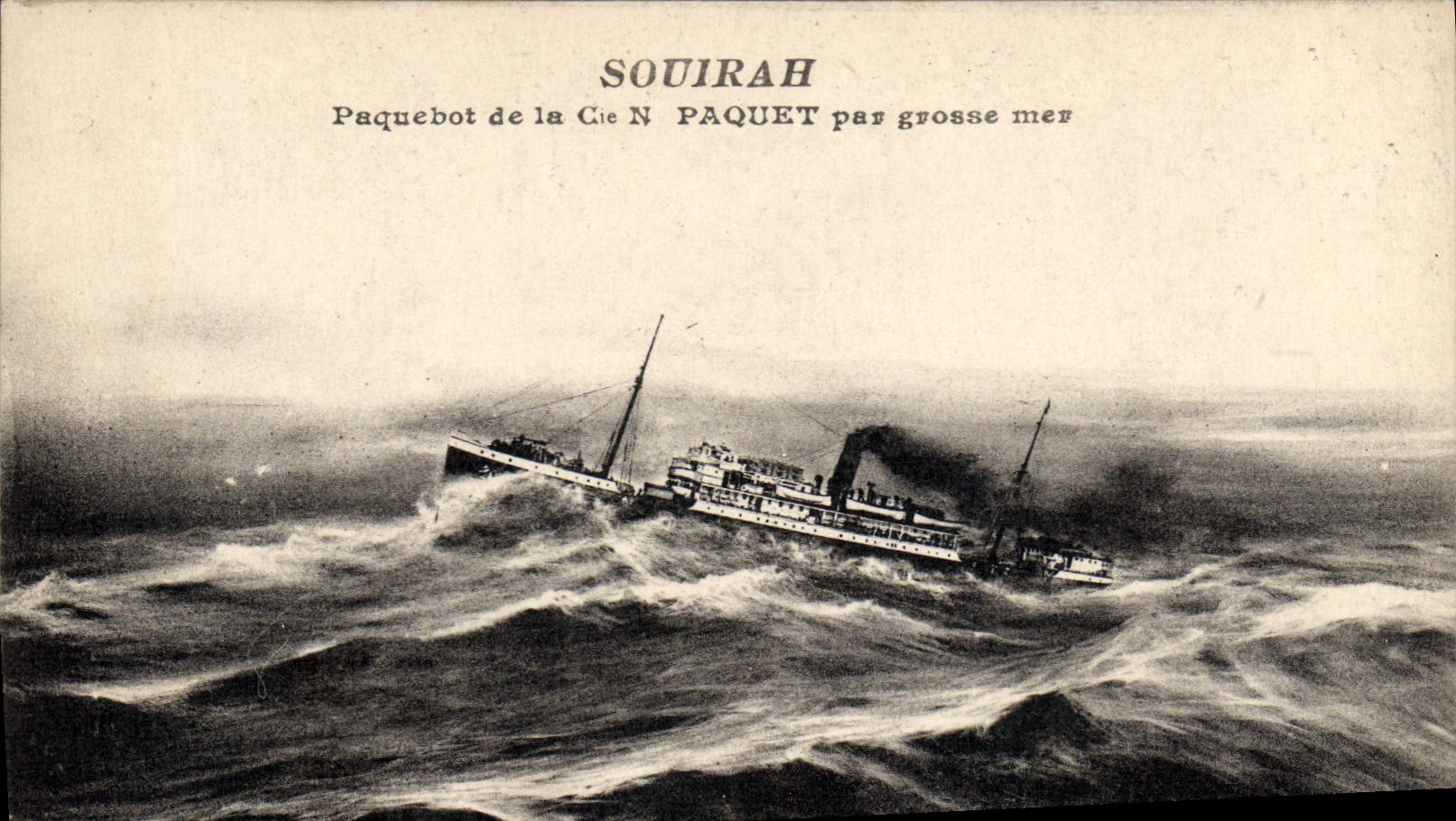 CPA Bateau Paquebot de la Cie N Paquet par grosse mer Souirah