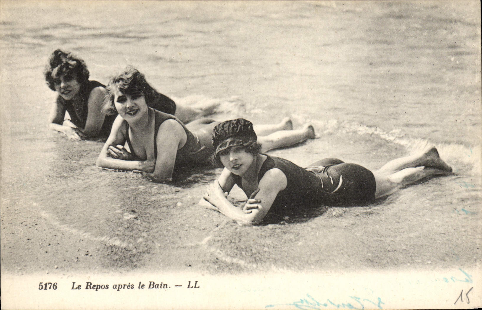 VINTAGE POSTCARD Woman Bathing suit rest after the bath