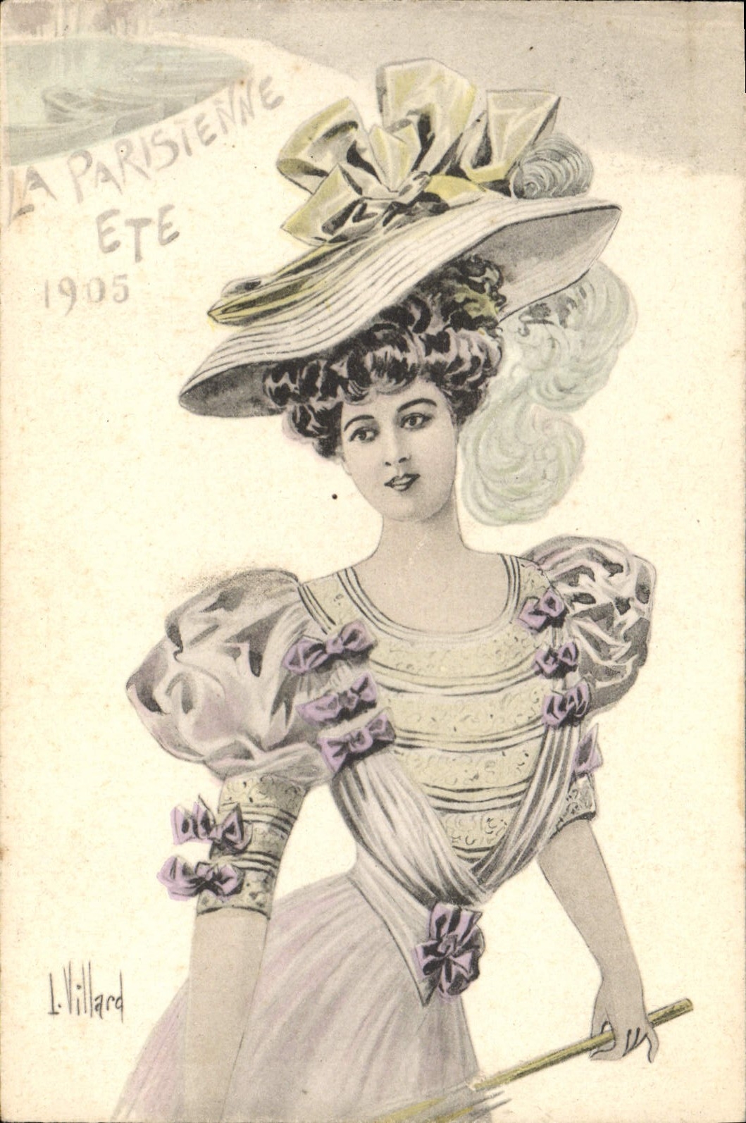 CPA Fantaisie Illustrateur Villard Femme La parisienne Ete 1905