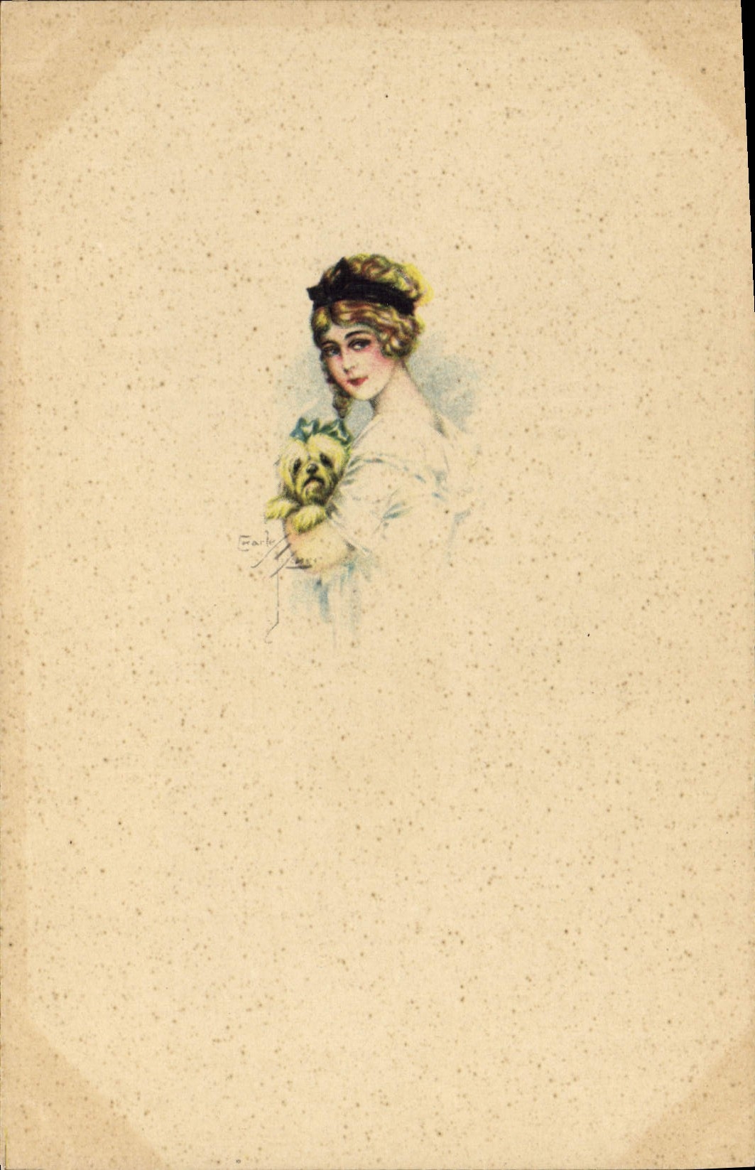 CPA Fantaisie Illustrateur Femme Chien 