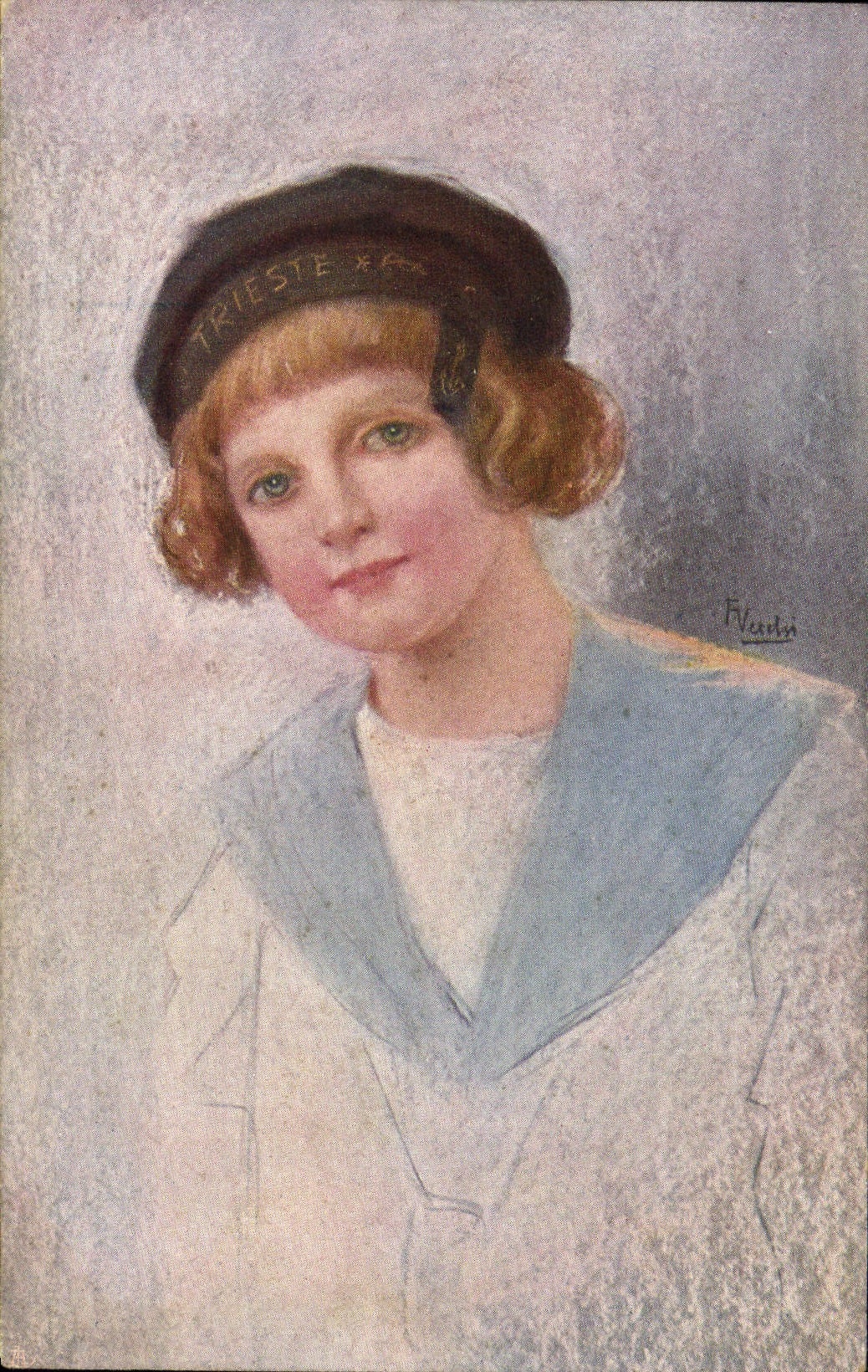 VINTAGE POSTCARD Fantasy Illustrator Marine Child Trieste