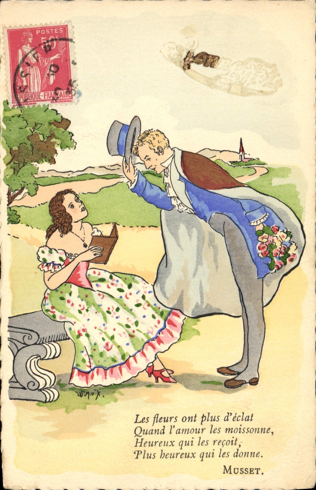 VINTAGE POSTCARD Fantasy Illustrator Musset Woman