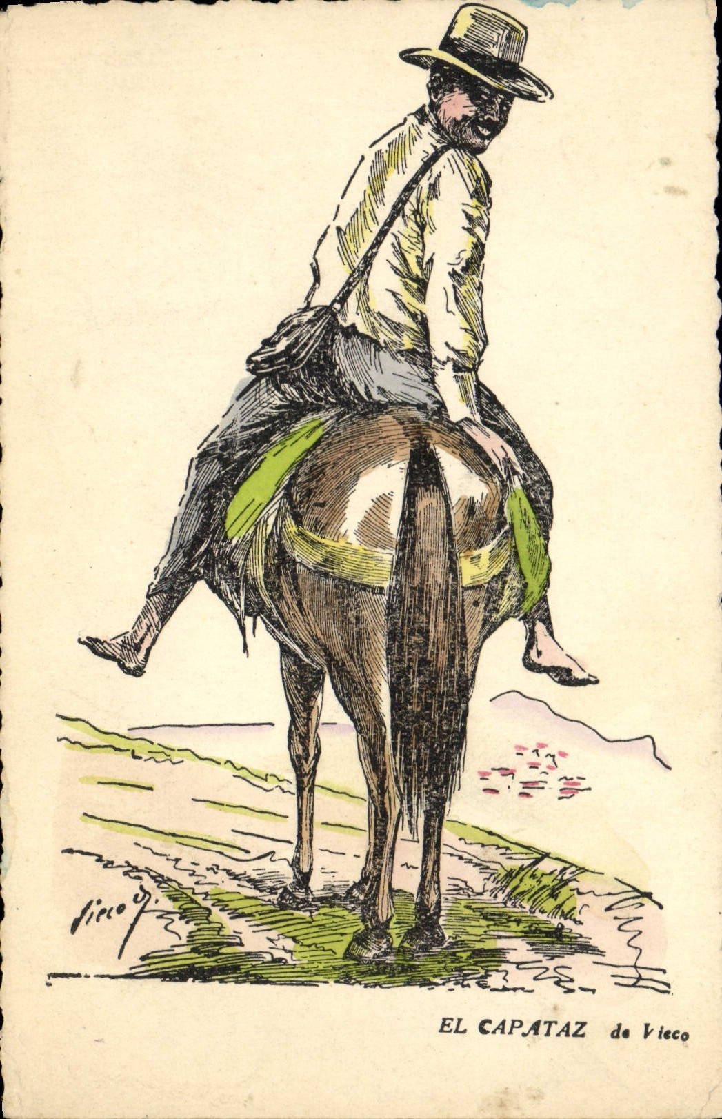 Ilustrador El Capataz de Visco Horse de la fantasía de la POSTAL de la VENDIMIA
