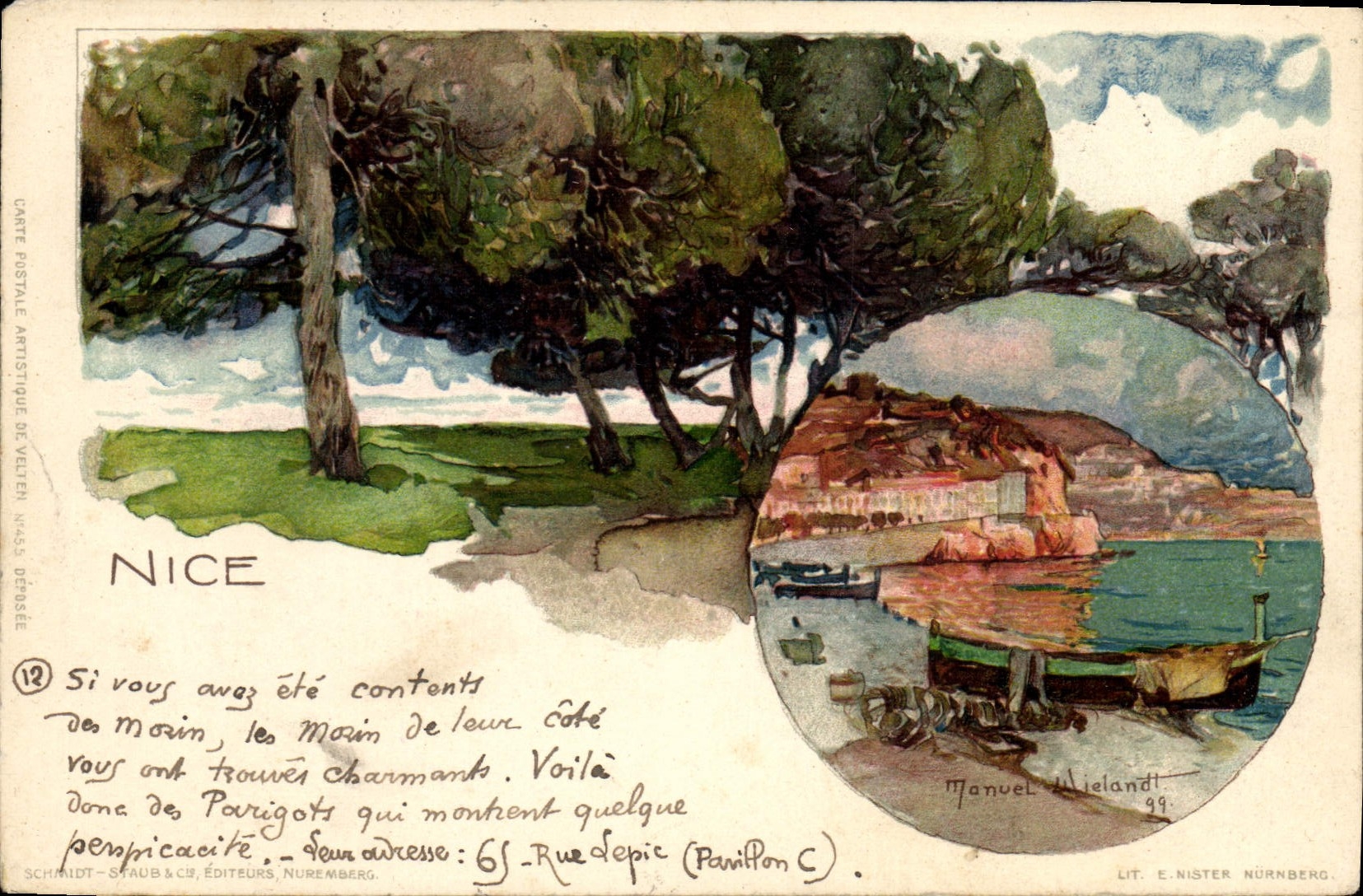 CPA Fantaisie Illustrateur Nice Le port